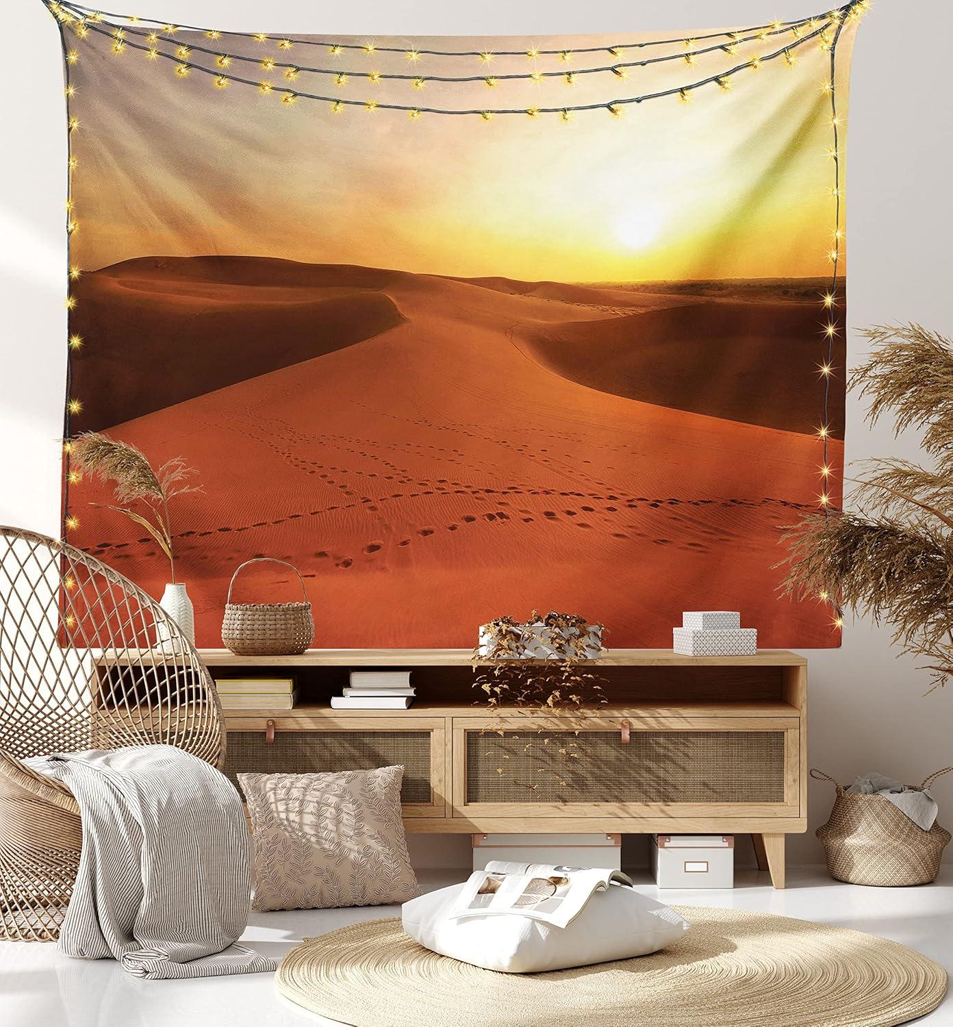 imageAmbesonne Rustic Tapestry Close Line of Poppy Petals Field Meadow Summer Holiday Sun Plant Floral Theme Wide Wall Hanging for Bedroom Living Room Dorm 60quot X 40quot Orange BrownYellow Orange