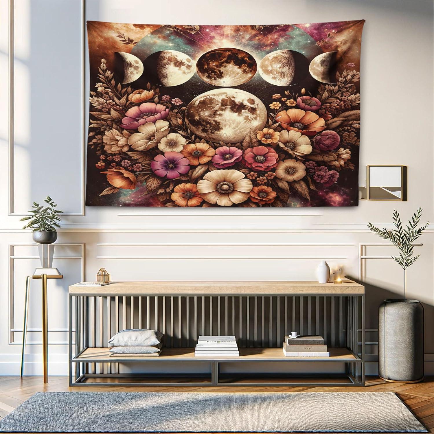 imageAmbesonne Rustic Tapestry Close Line of Poppy Petals Field Meadow Summer Holiday Sun Plant Floral Theme Wide Wall Hanging for Bedroom Living Room Dorm 60quot X 40quot Orange BrownPale Mustard Dried Rose