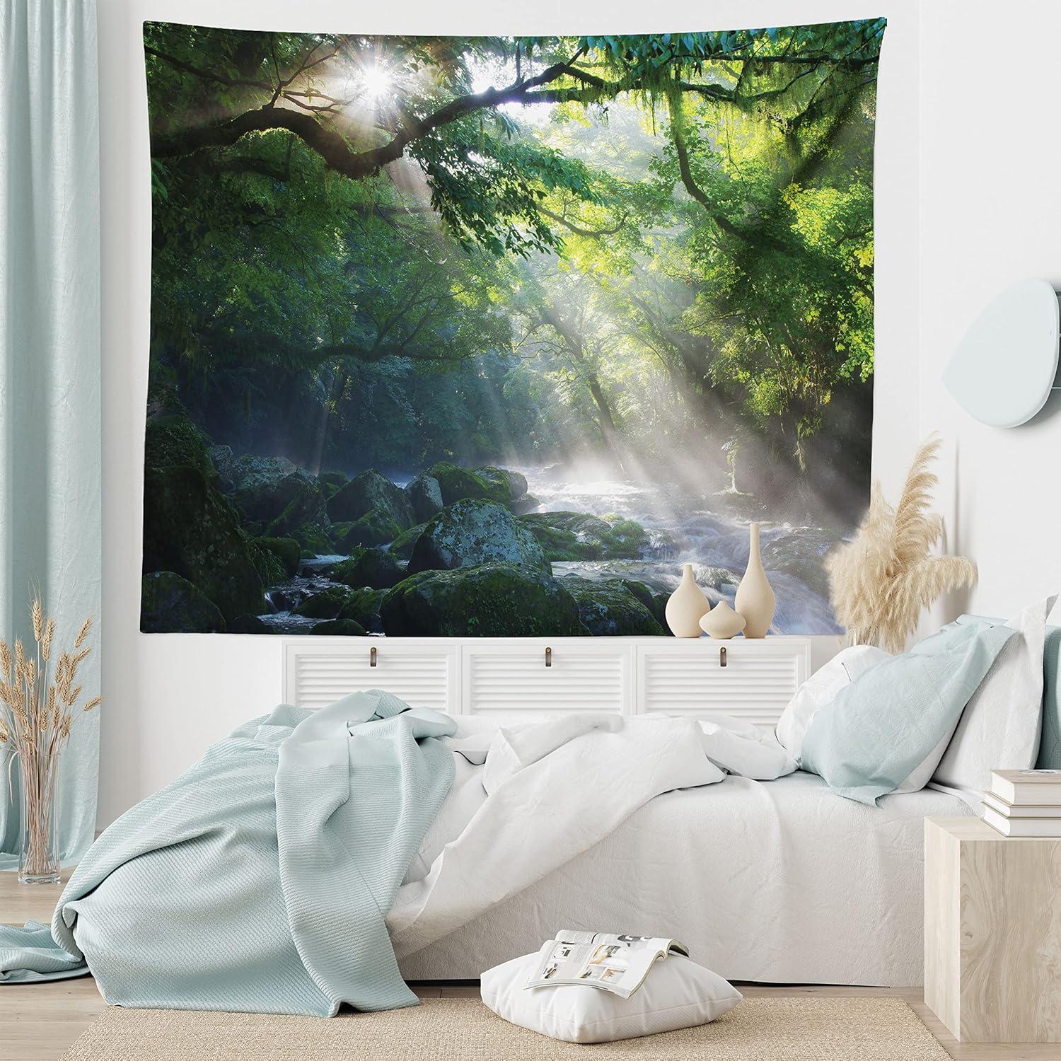 imageAmbesonne Rustic Tapestry Close Line of Poppy Petals Field Meadow Summer Holiday Sun Plant Floral Theme Wide Wall Hanging for Bedroom Living Room Dorm 60quot X 40quot Orange BrownGreen White