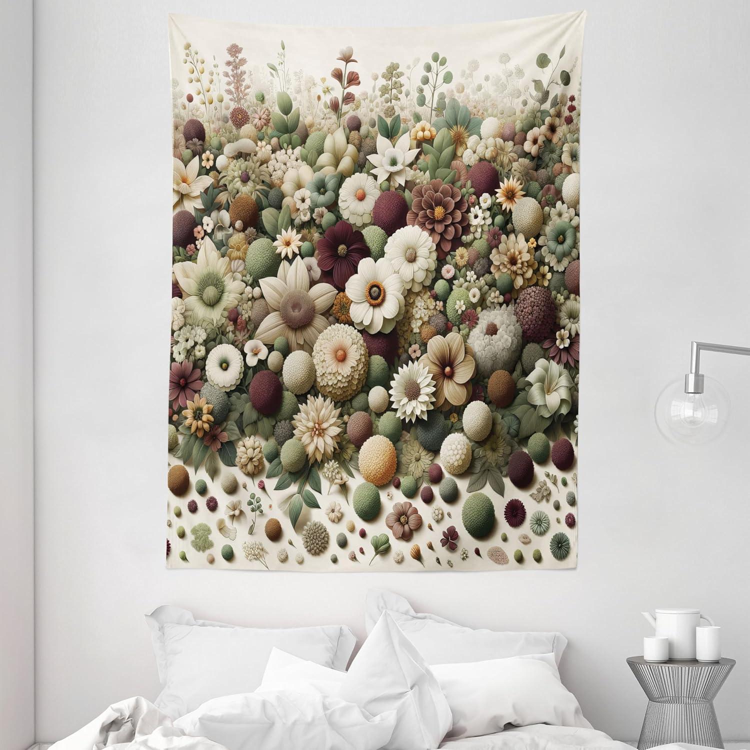 imageAmbesonne Rustic Tapestry Close Line of Poppy Petals Field Meadow Summer Holiday Sun Plant Floral Theme Wide Wall Hanging for Bedroom Living Room Dorm 60quot X 40quot Orange BrownPale Green Dried Rose
