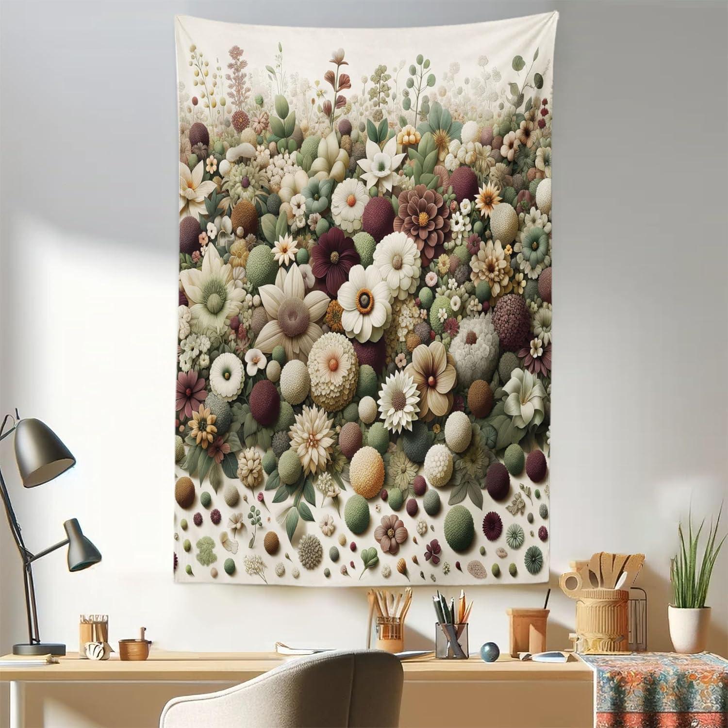 imageAmbesonne Rustic Tapestry Close Line of Poppy Petals Field Meadow Summer Holiday Sun Plant Floral Theme Wide Wall Hanging for Bedroom Living Room Dorm 60quot X 40quot Orange BrownPale Green Dried Rose