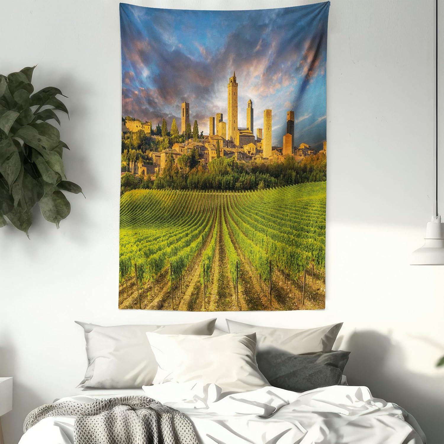 imageAmbesonne Rustic Tapestry Close Line of Poppy Petals Field Meadow Summer Holiday Sun Plant Floral Theme Wide Wall Hanging for Bedroom Living Room Dorm 60quot X 40quot Orange BrownGreen Apricot Blue