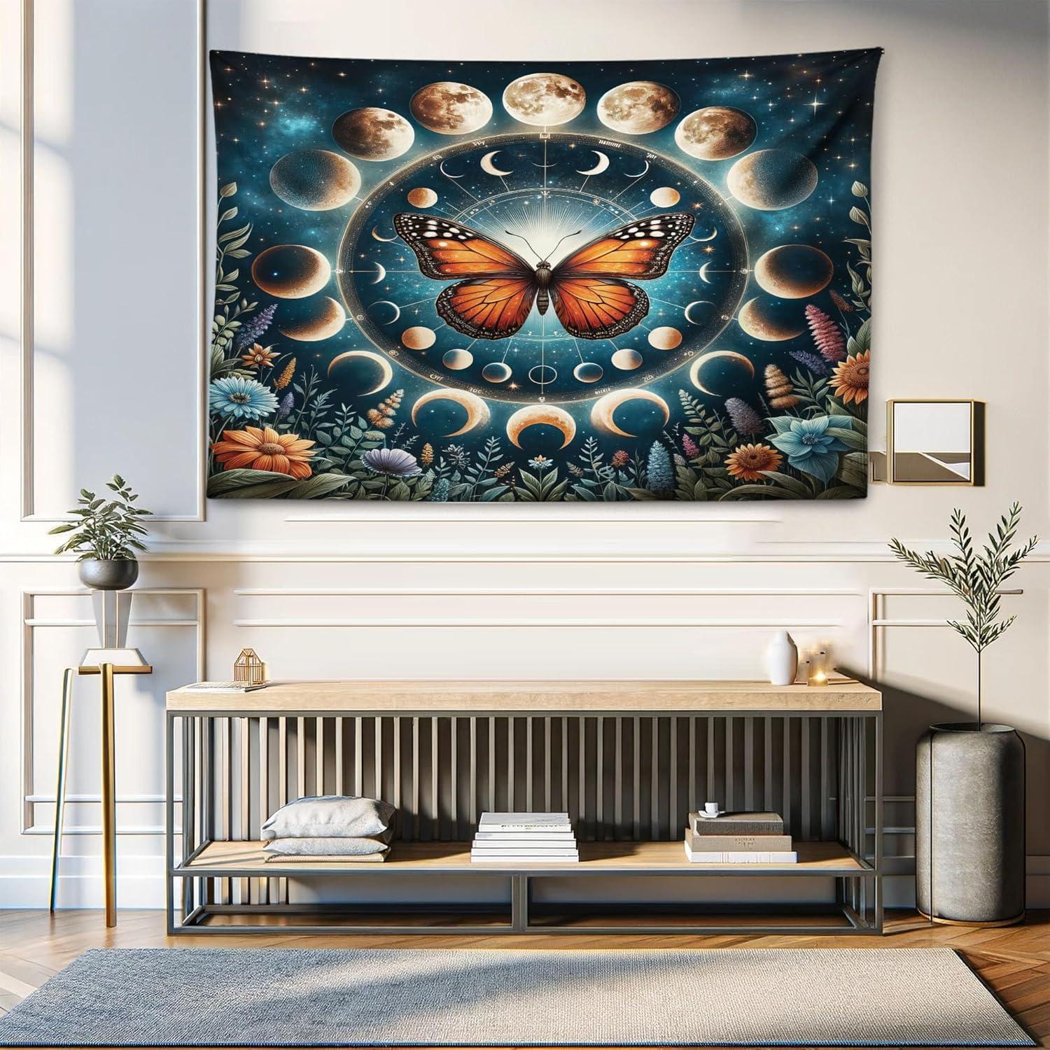 imageAmbesonne Rustic Tapestry Close Line of Poppy Petals Field Meadow Summer Holiday Sun Plant Floral Theme Wide Wall Hanging for Bedroom Living Room Dorm 60quot X 40quot Orange BrownOrange Dark Petrol Blue
