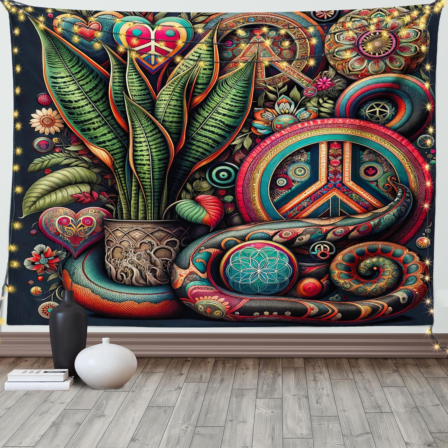 imageAmbesonne Rustic Tapestry Close Line of Poppy Petals Field Meadow Summer Holiday Sun Plant Floral Theme Wide Wall Hanging for Bedroom Living Room Dorm 60quot X 40quot Orange BrownFern Green Teal Dark Pink