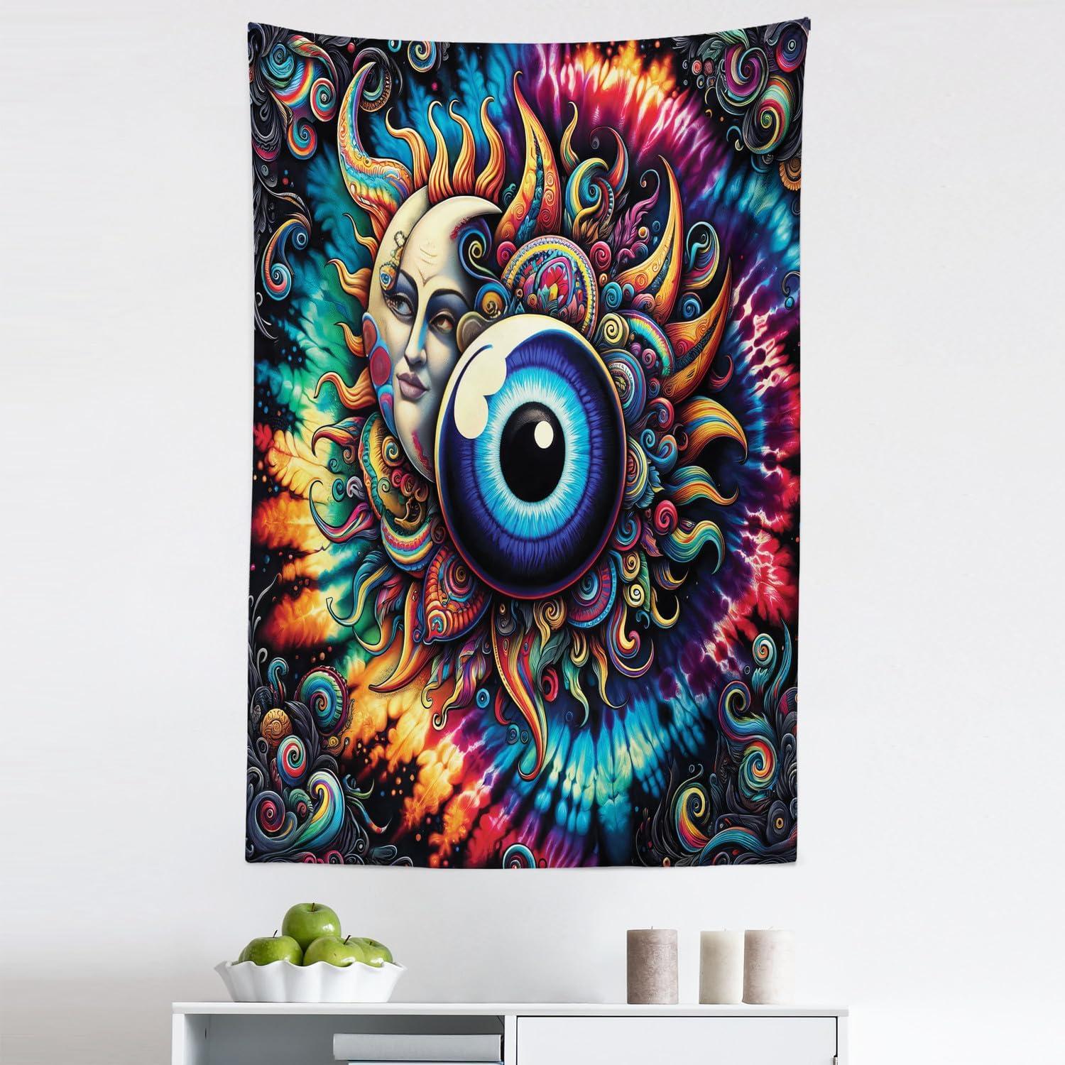 imageAmbesonne Rustic Tapestry Close Line of Poppy Petals Field Meadow Summer Holiday Sun Plant Floral Theme Wide Wall Hanging for Bedroom Living Room Dorm 60quot X 40quot Orange BrownBlue Orange Multicolor