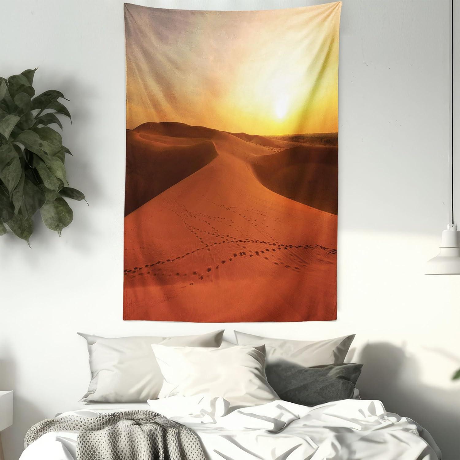 imageAmbesonne Rustic Tapestry Close Line of Poppy Petals Field Meadow Summer Holiday Sun Plant Floral Theme Wide Wall Hanging for Bedroom Living Room Dorm 60quot X 40quot Orange BrownDark Orange Yellow
