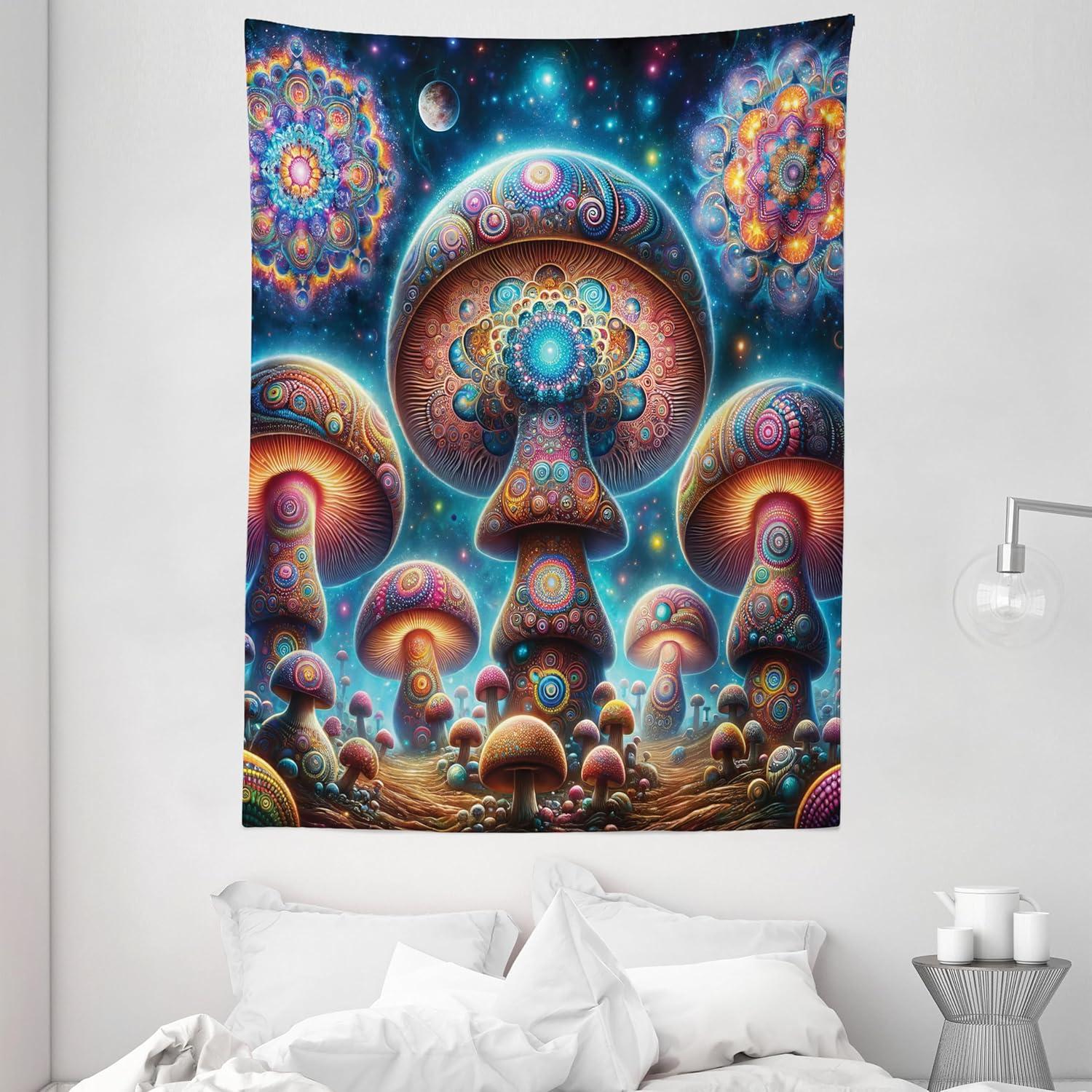 imageAmbesonne Rustic Tapestry Close Line of Poppy Petals Field Meadow Summer Holiday Sun Plant Floral Theme Wide Wall Hanging for Bedroom Living Room Dorm 60quot X 40quot Orange BrownAqua Marigold Indigo