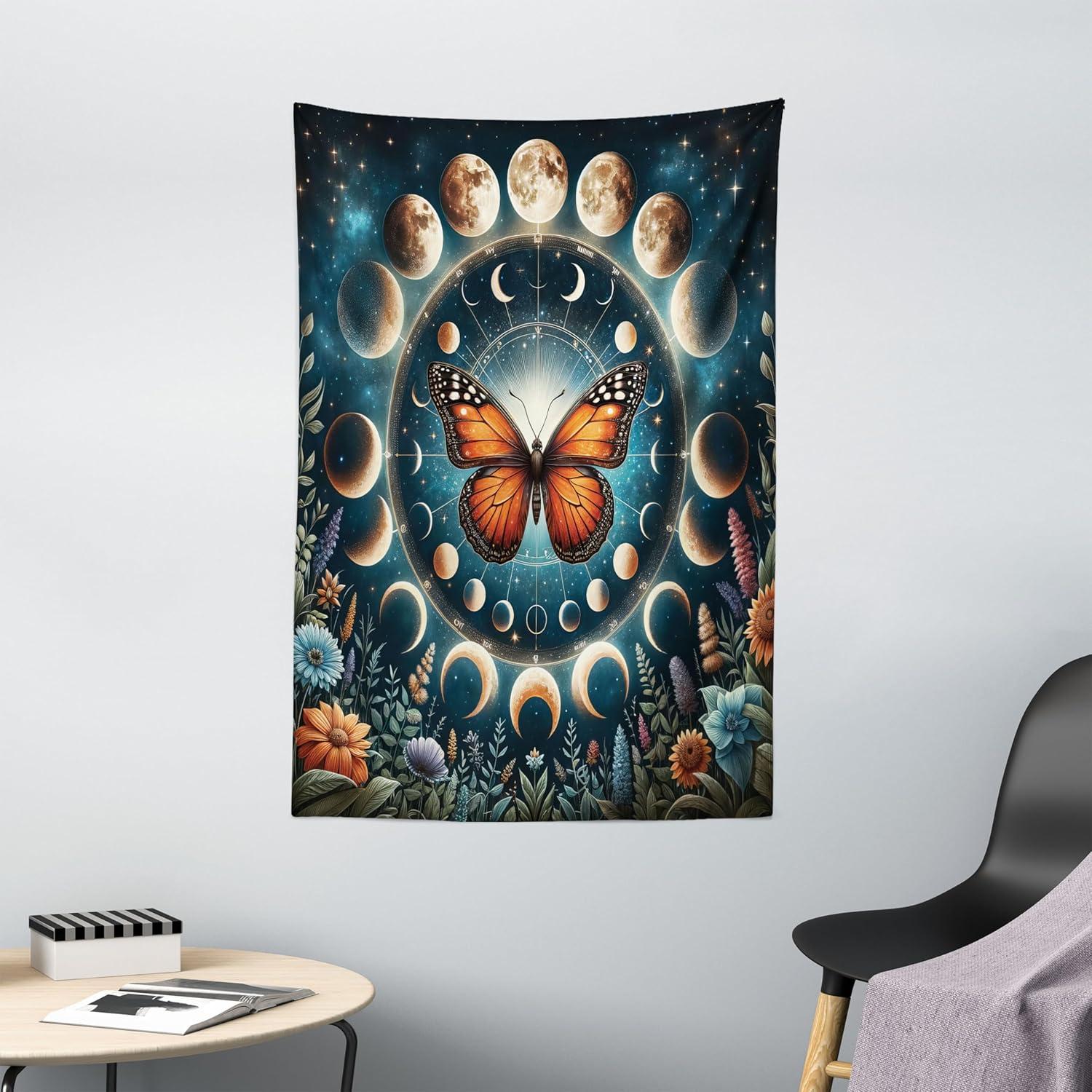 imageAmbesonne Rustic Tapestry Close Line of Poppy Petals Field Meadow Summer Holiday Sun Plant Floral Theme Wide Wall Hanging for Bedroom Living Room Dorm 60quot X 40quot Orange BrownOrange Dark Petrol Blue