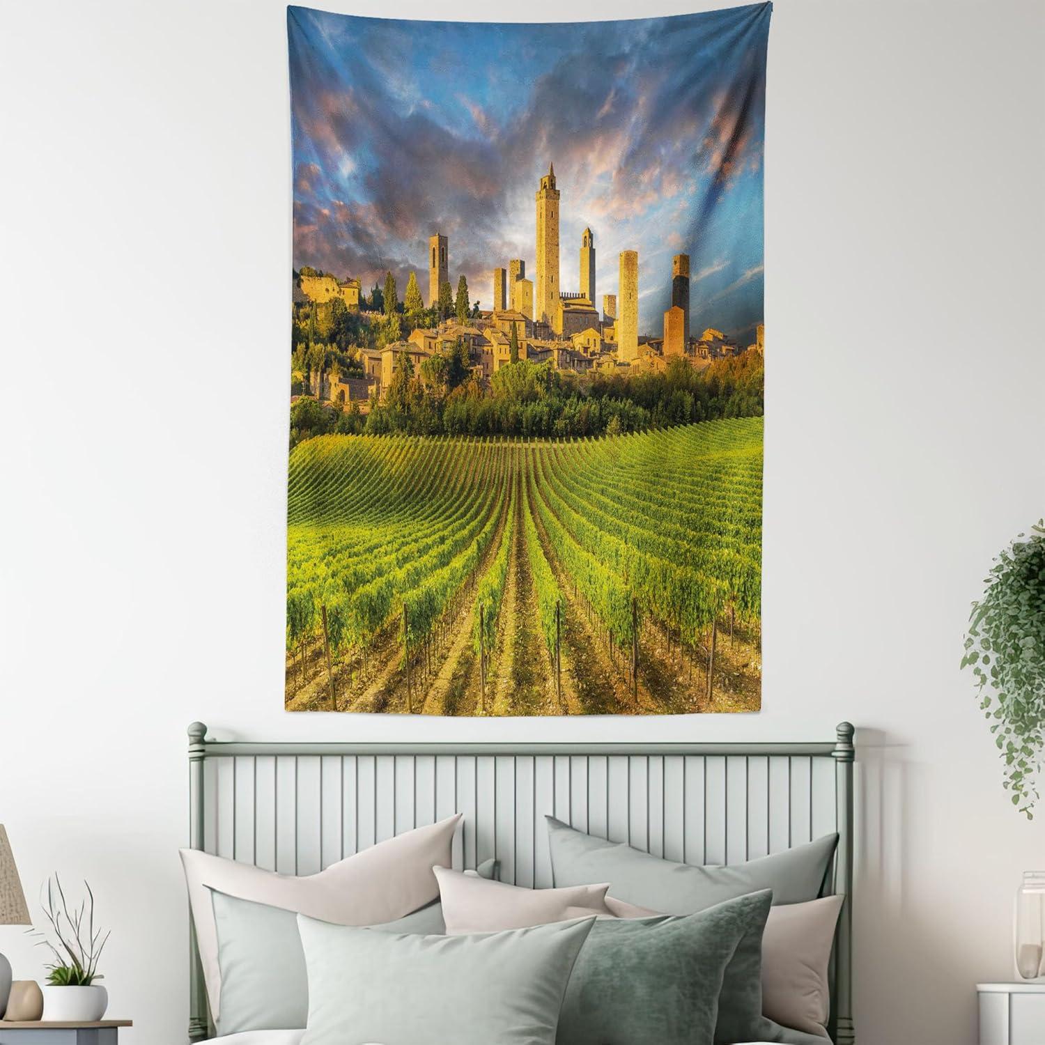 imageAmbesonne Rustic Tapestry Close Line of Poppy Petals Field Meadow Summer Holiday Sun Plant Floral Theme Wide Wall Hanging for Bedroom Living Room Dorm 60quot X 40quot Orange BrownGreen Apricot Blue