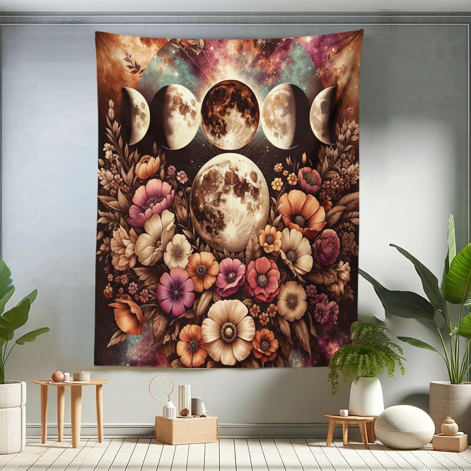imageAmbesonne Rustic Tapestry Close Line of Poppy Petals Field Meadow Summer Holiday Sun Plant Floral Theme Wide Wall Hanging for Bedroom Living Room Dorm 60quot X 40quot Orange BrownPale Mustard Dried Rose