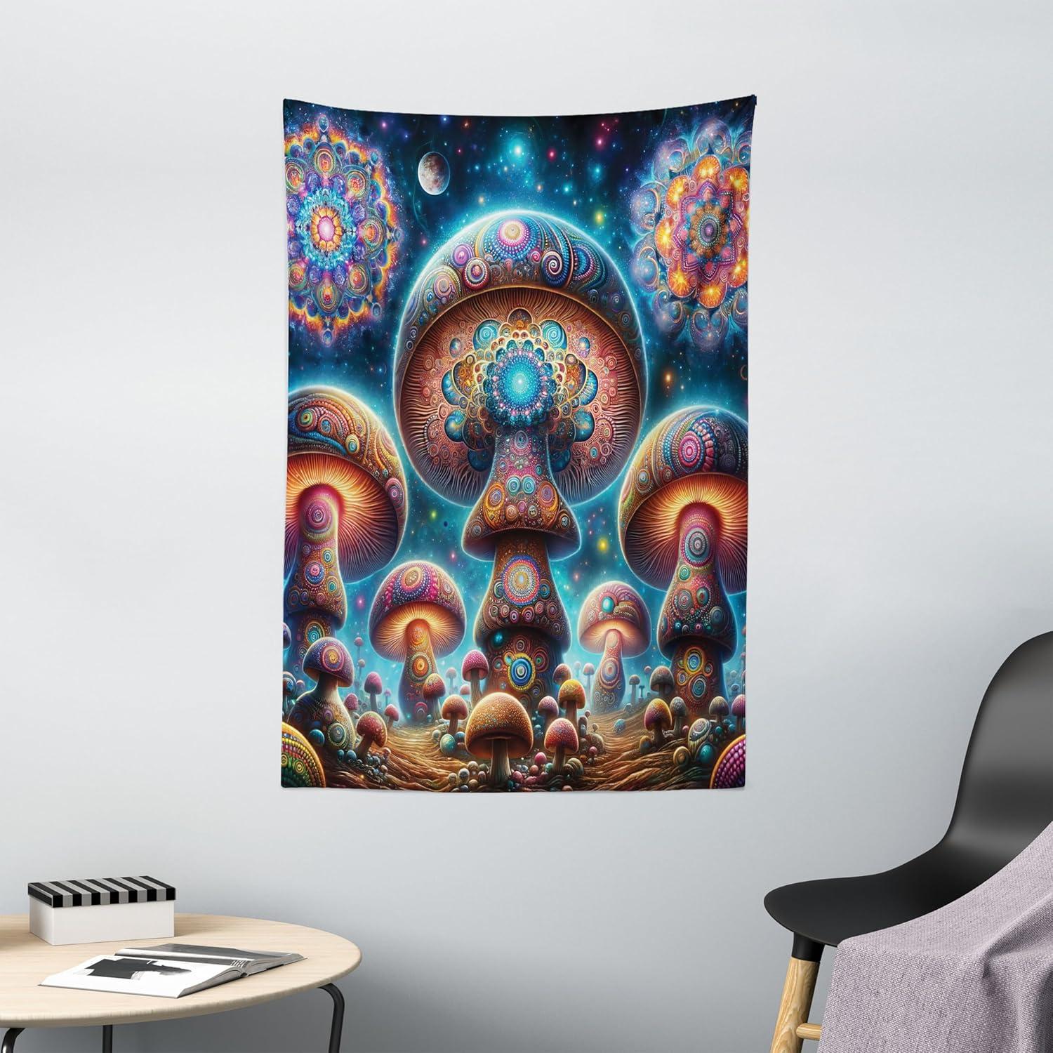 imageAmbesonne Rustic Tapestry Close Line of Poppy Petals Field Meadow Summer Holiday Sun Plant Floral Theme Wide Wall Hanging for Bedroom Living Room Dorm 60quot X 40quot Orange BrownAqua Marigold Indigo