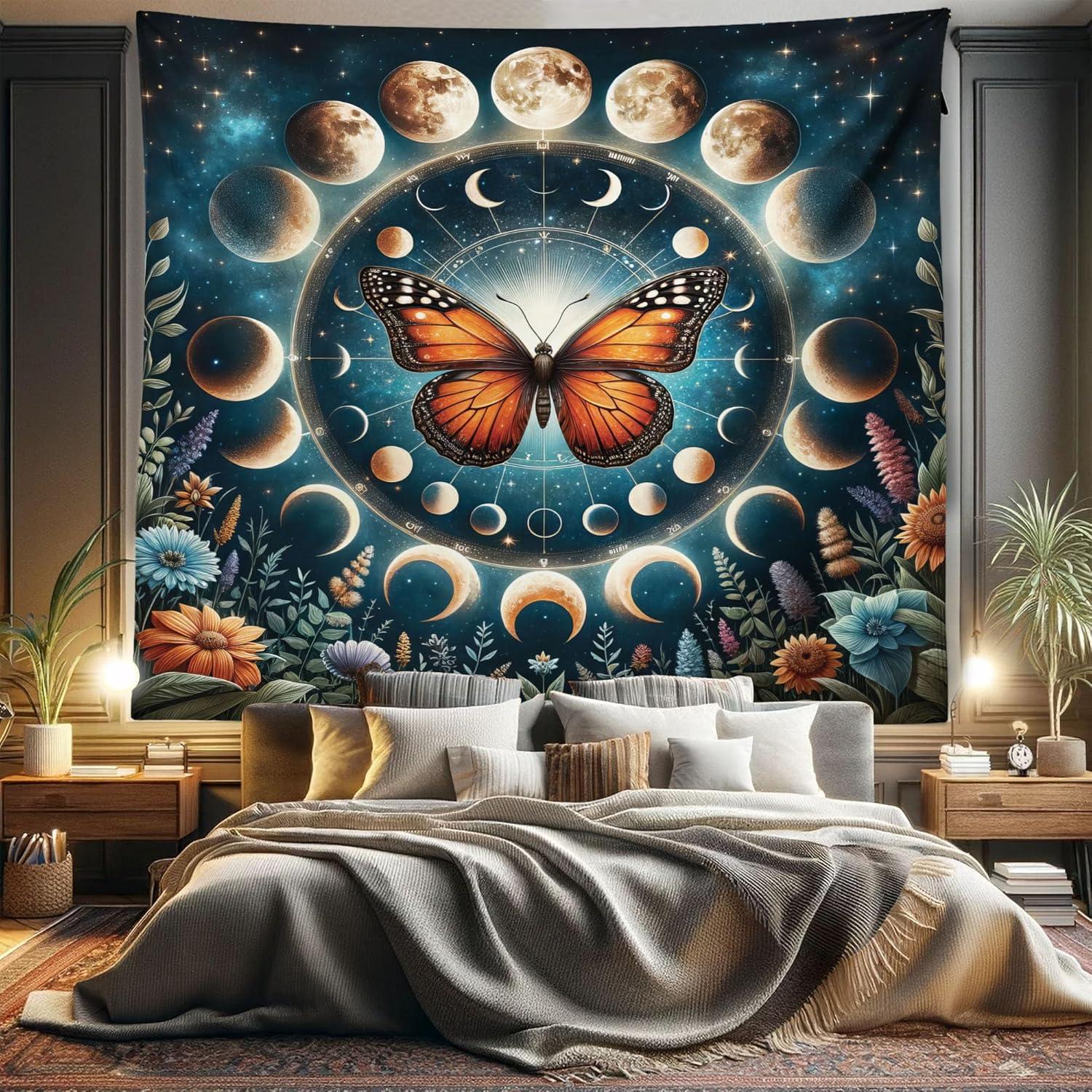 imageAmbesonne Rustic Tapestry Close Line of Poppy Petals Field Meadow Summer Holiday Sun Plant Floral Theme Wide Wall Hanging for Bedroom Living Room Dorm 60quot X 40quot Orange BrownOrange Dark Petrol Blue