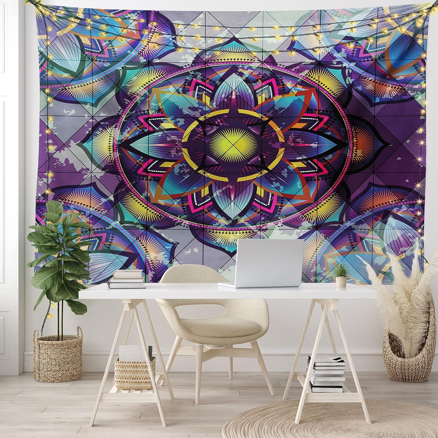 imageAmbesonne Rustic Tapestry Close Line of Poppy Petals Field Meadow Summer Holiday Sun Plant Floral Theme Wide Wall Hanging for Bedroom Living Room Dorm 60quot X 40quot Orange BrownYellow Purple