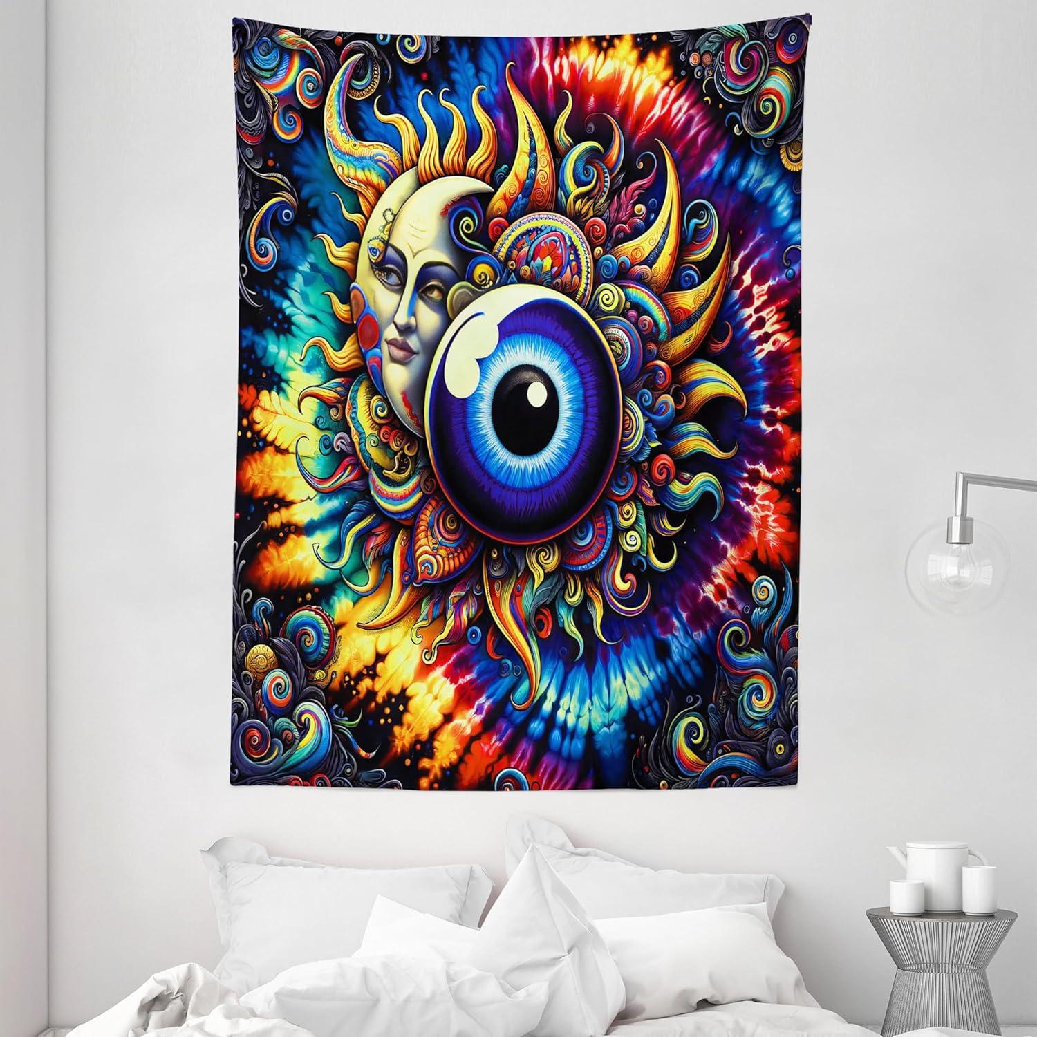 imageAmbesonne Rustic Tapestry Close Line of Poppy Petals Field Meadow Summer Holiday Sun Plant Floral Theme Wide Wall Hanging for Bedroom Living Room Dorm 60quot X 40quot Orange BrownBlue Orange Multicolor