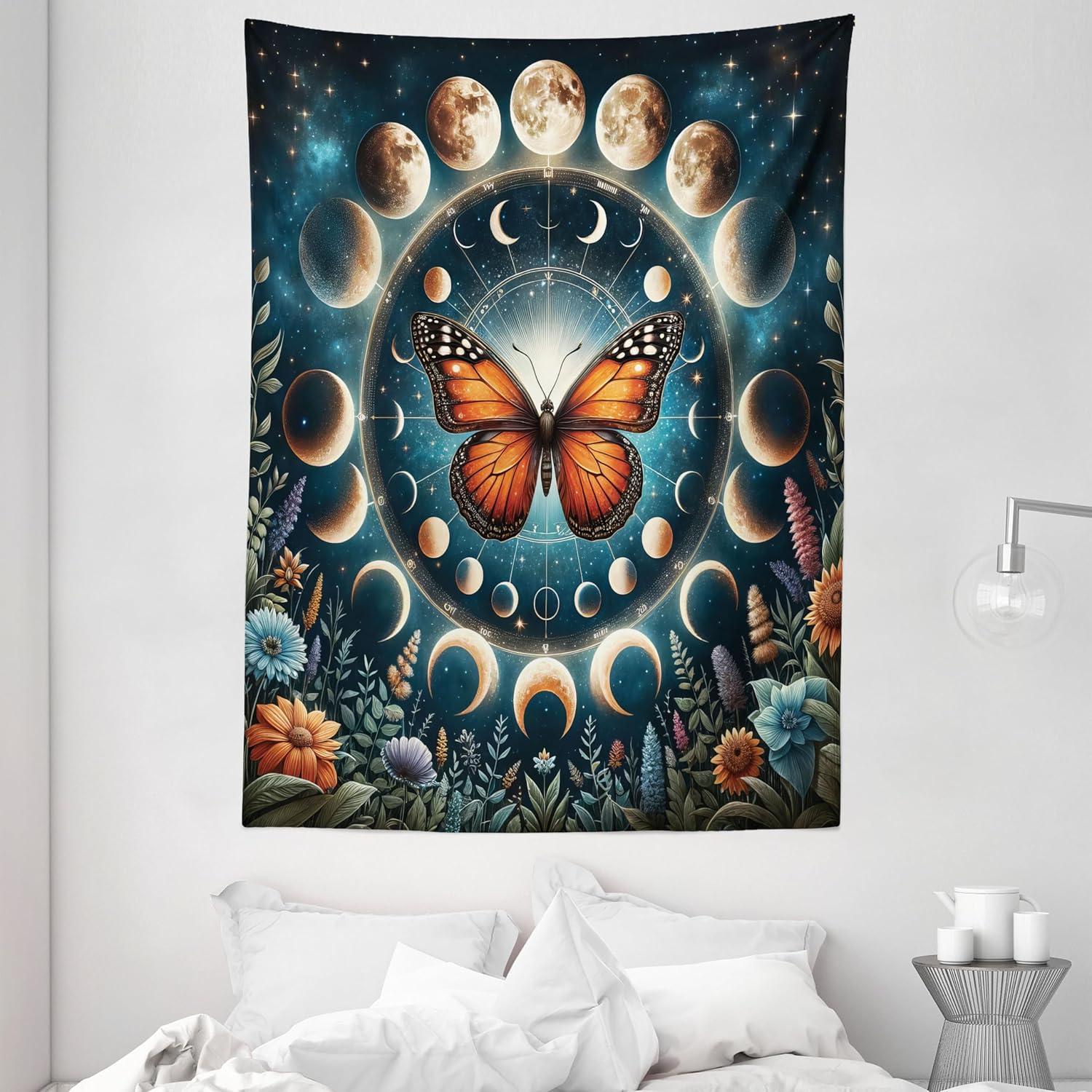 imageAmbesonne Rustic Tapestry Close Line of Poppy Petals Field Meadow Summer Holiday Sun Plant Floral Theme Wide Wall Hanging for Bedroom Living Room Dorm 60quot X 40quot Orange BrownOrange Dark Petrol Blue