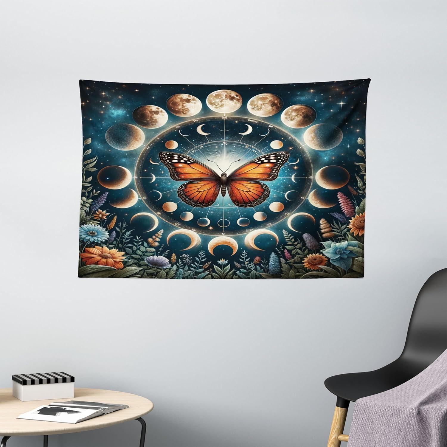imageAmbesonne Rustic Tapestry Close Line of Poppy Petals Field Meadow Summer Holiday Sun Plant Floral Theme Wide Wall Hanging for Bedroom Living Room Dorm 60quot X 40quot Orange BrownOrange Dark Petrol Blue