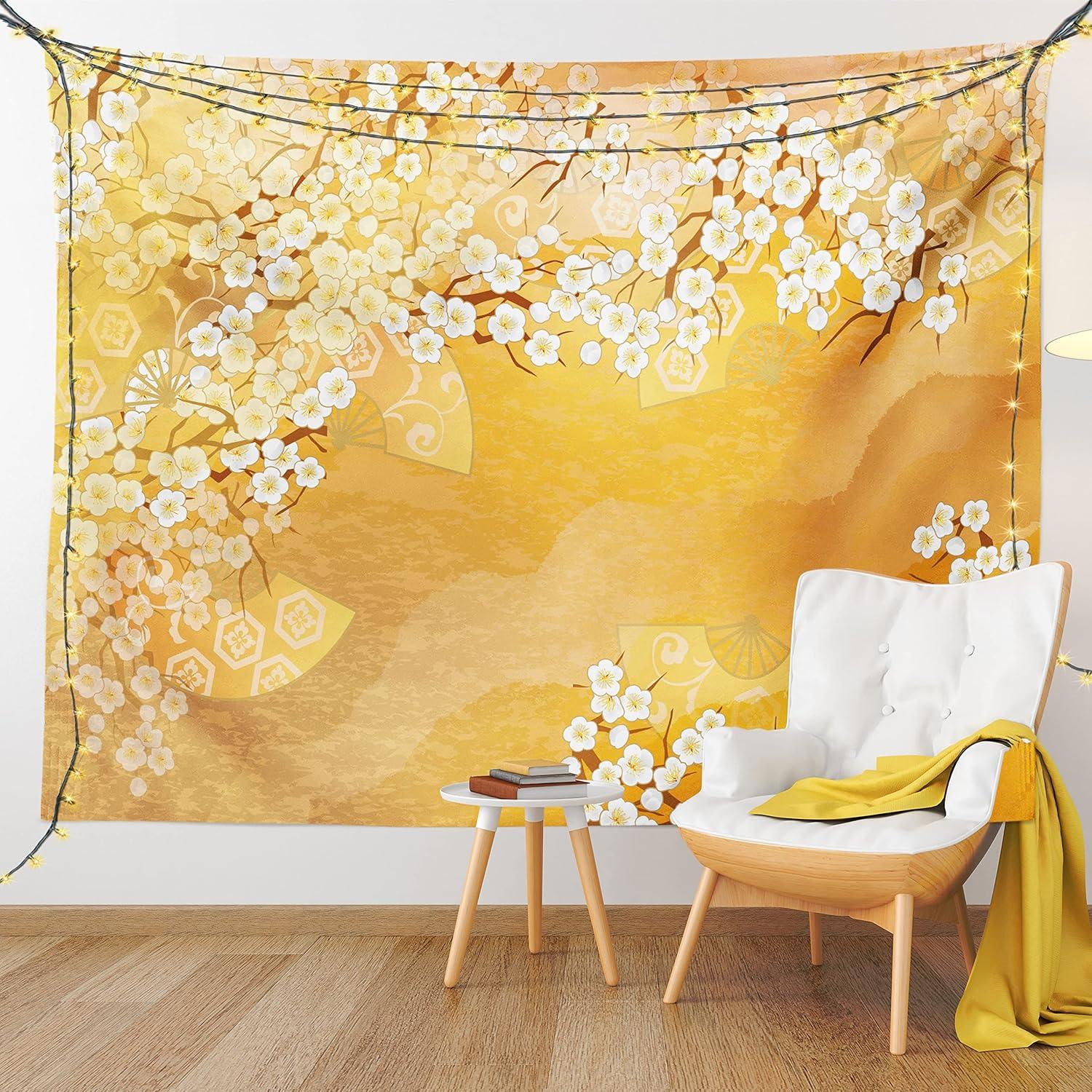 imageAmbesonne Rustic Tapestry Close Line of Poppy Petals Field Meadow Summer Holiday Sun Plant Floral Theme Wide Wall Hanging for Bedroom Living Room Dorm 60quot X 40quot Orange BrownMarigold and Cream