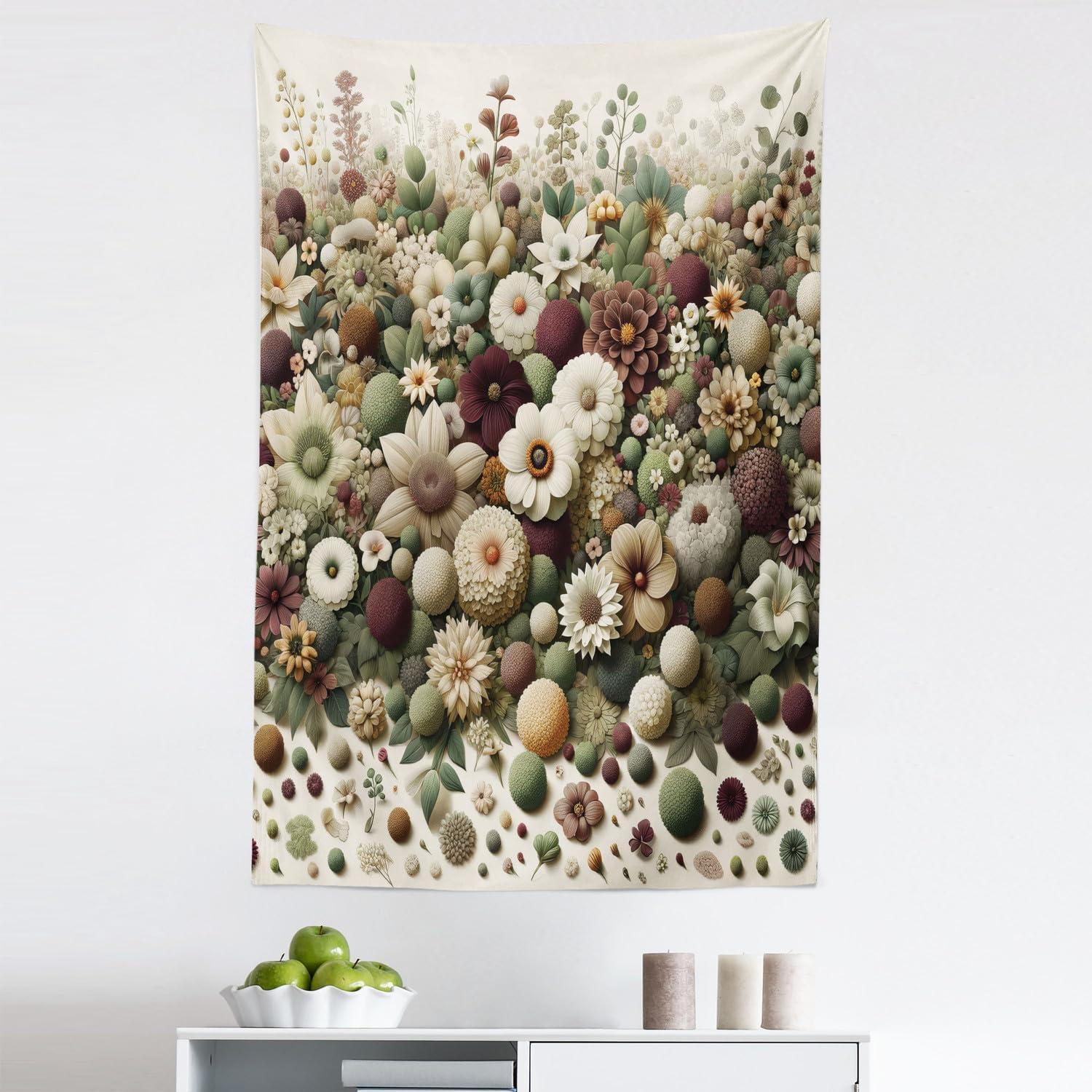imageAmbesonne Rustic Tapestry Close Line of Poppy Petals Field Meadow Summer Holiday Sun Plant Floral Theme Wide Wall Hanging for Bedroom Living Room Dorm 60quot X 40quot Orange BrownPale Green Dried Rose