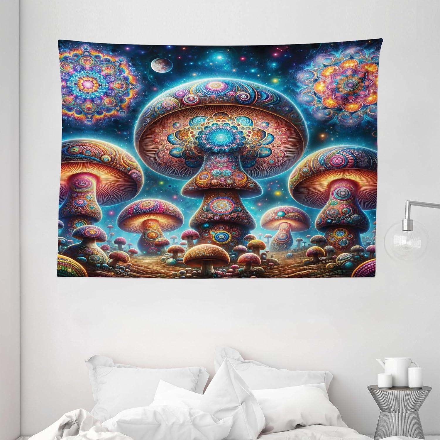 imageAmbesonne Rustic Tapestry Close Line of Poppy Petals Field Meadow Summer Holiday Sun Plant Floral Theme Wide Wall Hanging for Bedroom Living Room Dorm 60quot X 40quot Orange BrownAqua Marigold Indigo