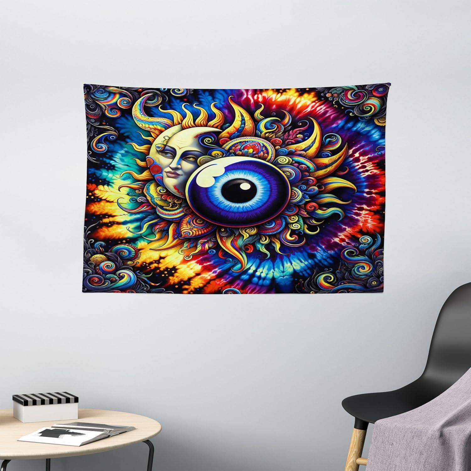 imageAmbesonne Rustic Tapestry Close Line of Poppy Petals Field Meadow Summer Holiday Sun Plant Floral Theme Wide Wall Hanging for Bedroom Living Room Dorm 60quot X 40quot Orange BrownBlue Orange Multicolor