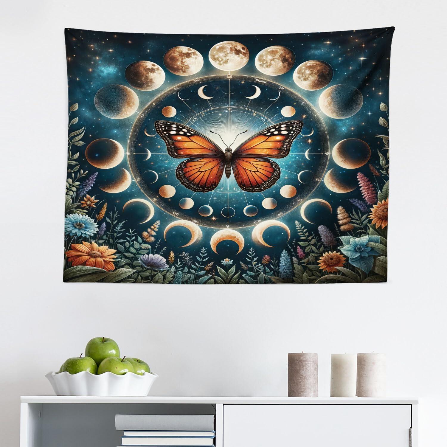 imageAmbesonne Rustic Tapestry Close Line of Poppy Petals Field Meadow Summer Holiday Sun Plant Floral Theme Wide Wall Hanging for Bedroom Living Room Dorm 60quot X 40quot Orange BrownOrange Dark Petrol Blue