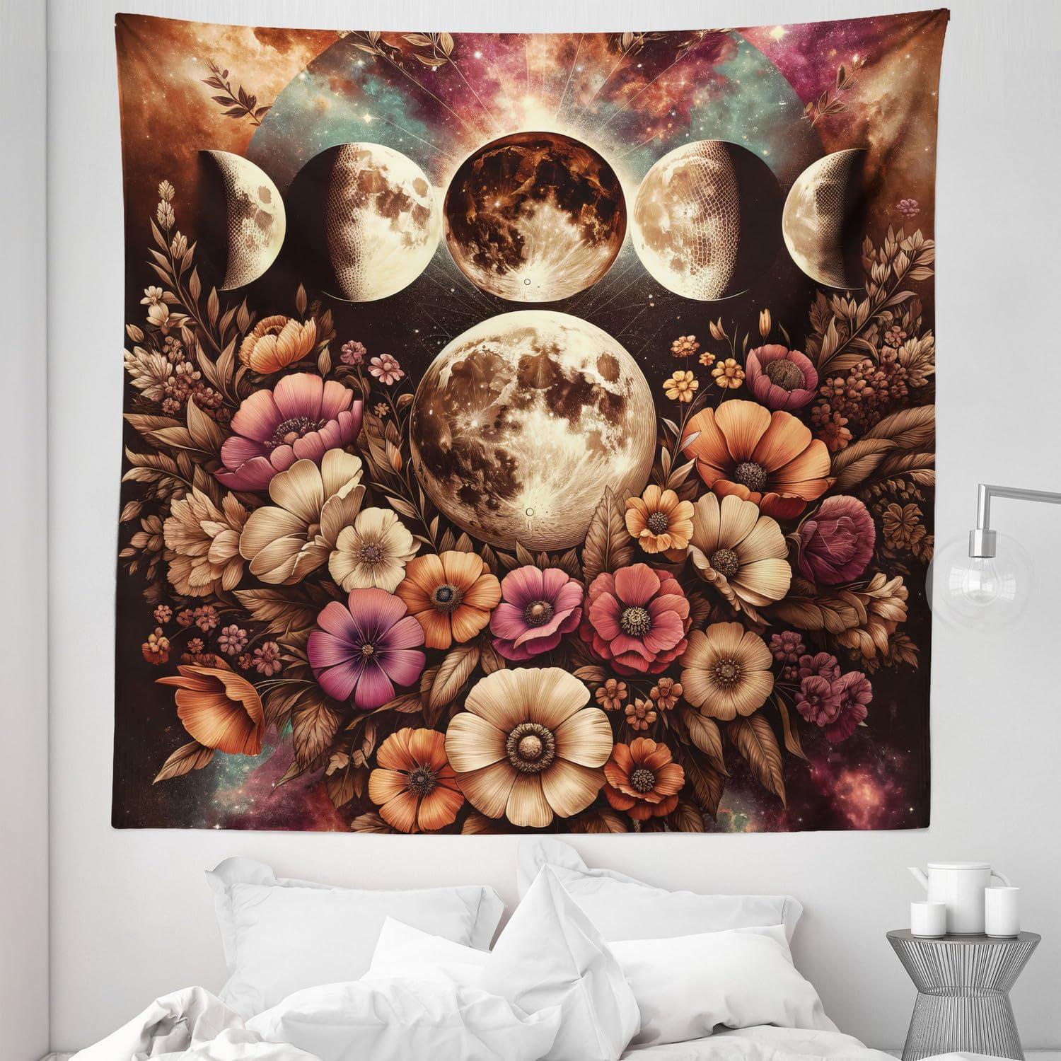 imageAmbesonne Rustic Tapestry Close Line of Poppy Petals Field Meadow Summer Holiday Sun Plant Floral Theme Wide Wall Hanging for Bedroom Living Room Dorm 60quot X 40quot Orange BrownPale Mustard Dried Rose