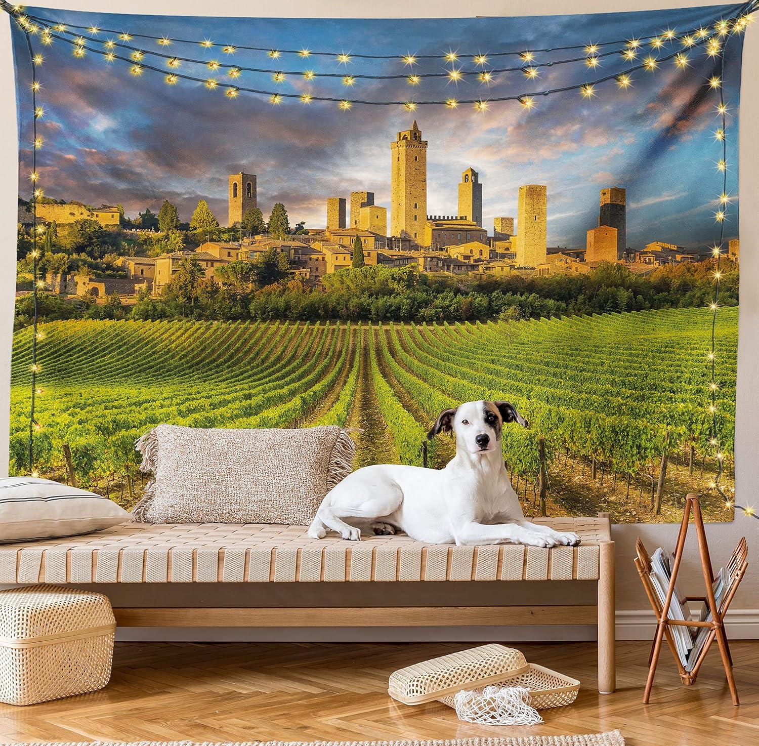 imageAmbesonne Rustic Tapestry Close Line of Poppy Petals Field Meadow Summer Holiday Sun Plant Floral Theme Wide Wall Hanging for Bedroom Living Room Dorm 60quot X 40quot Orange BrownGreen Apricot Blue