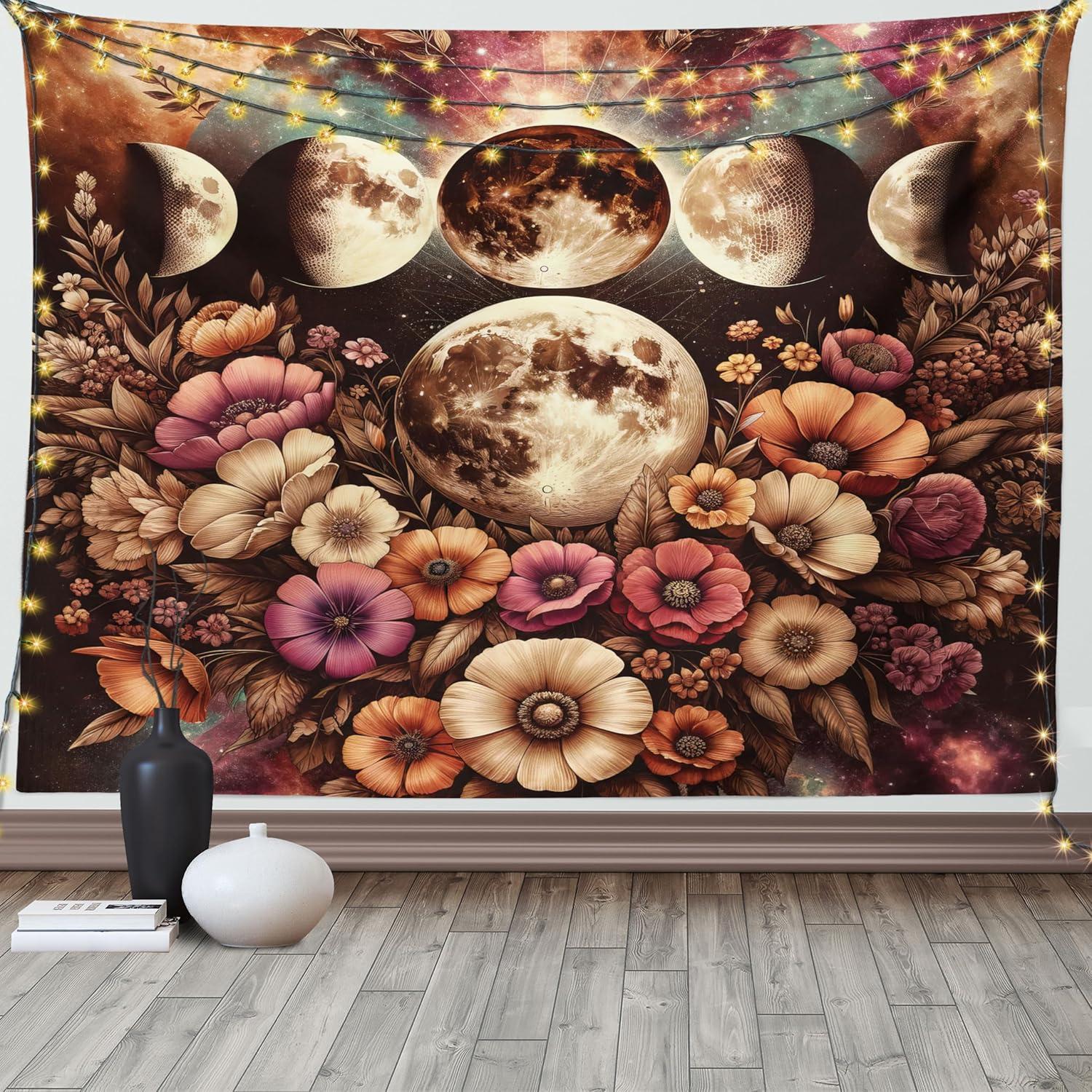 imageAmbesonne Rustic Tapestry Close Line of Poppy Petals Field Meadow Summer Holiday Sun Plant Floral Theme Wide Wall Hanging for Bedroom Living Room Dorm 60quot X 40quot Orange BrownPale Mustard Dried Rose