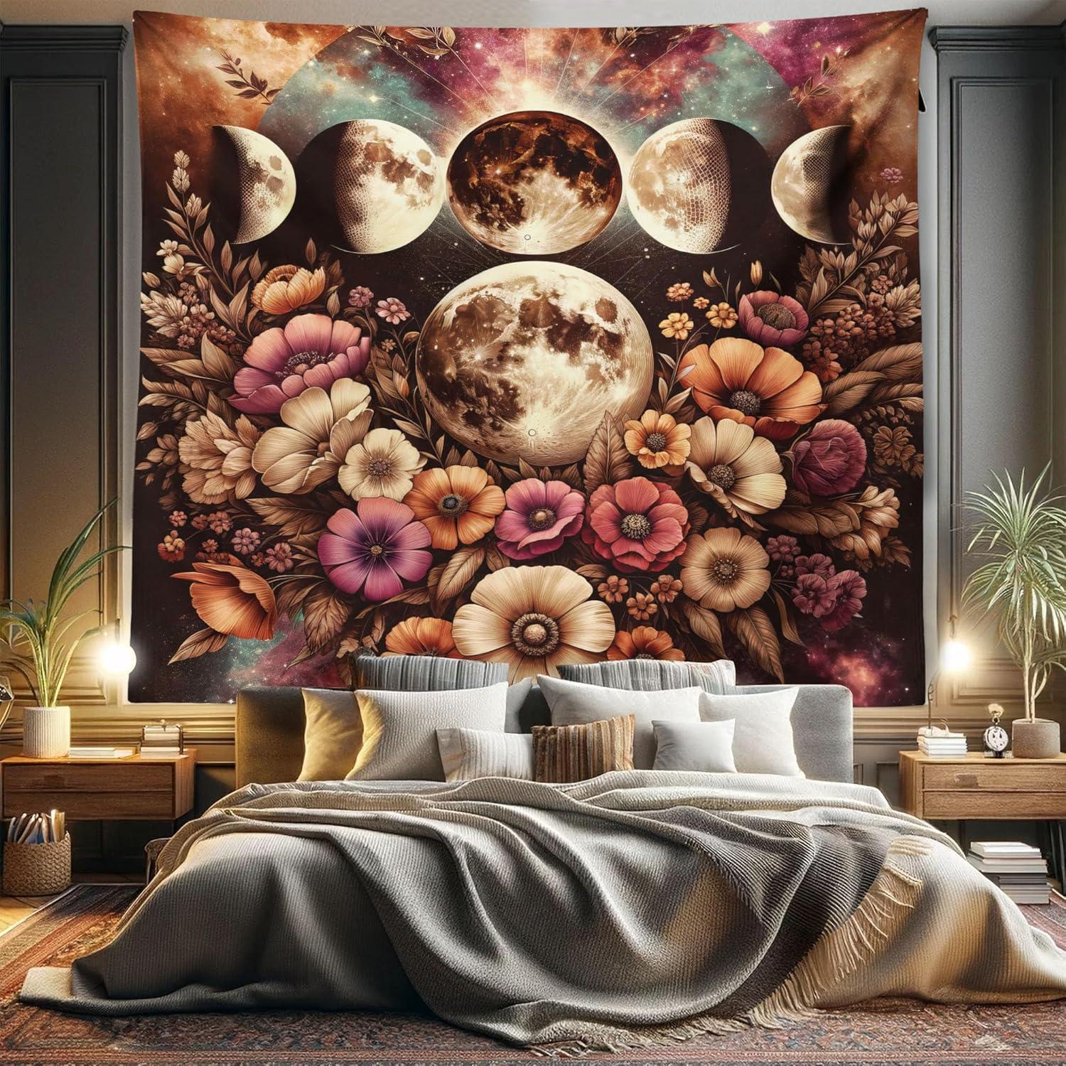 imageAmbesonne Rustic Tapestry Close Line of Poppy Petals Field Meadow Summer Holiday Sun Plant Floral Theme Wide Wall Hanging for Bedroom Living Room Dorm 60quot X 40quot Orange BrownPale Mustard Dried Rose