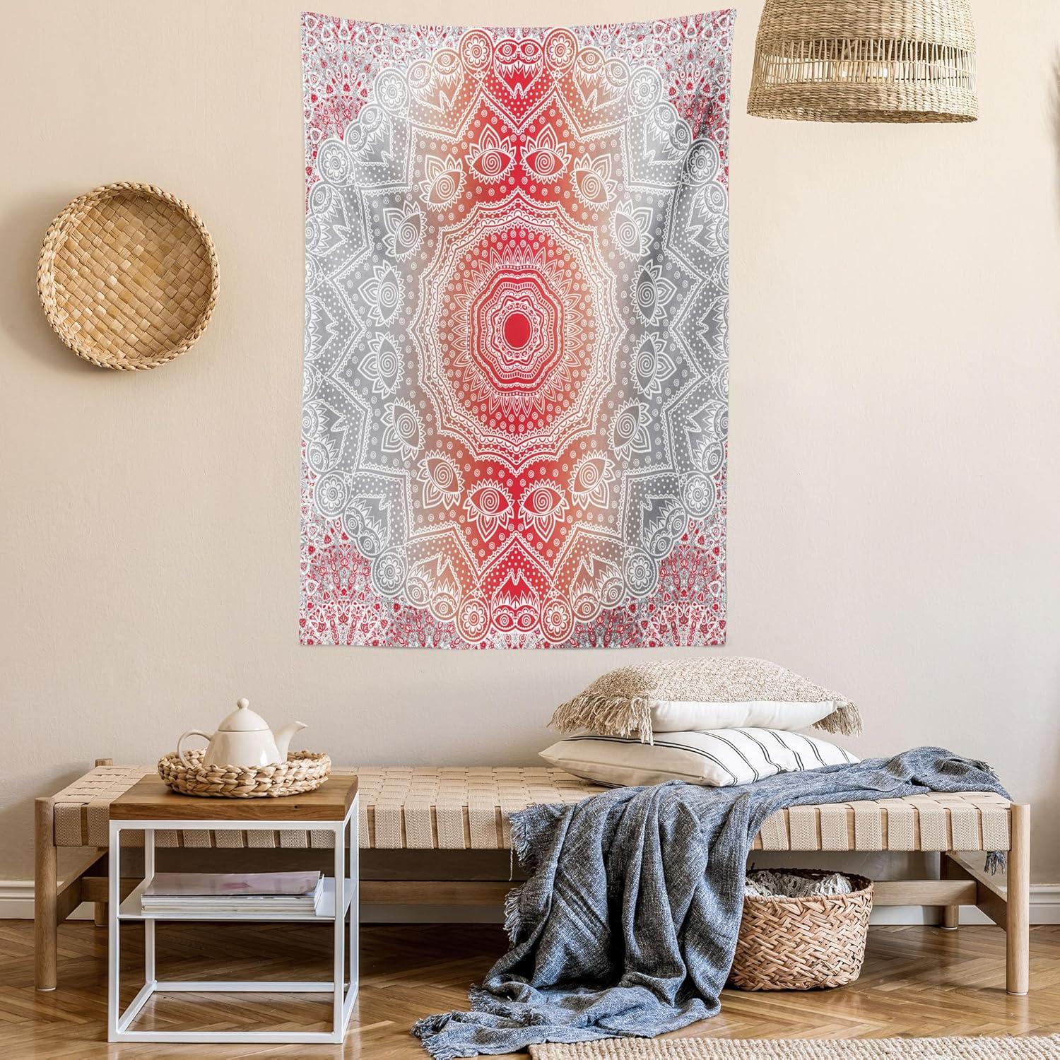 imageAmbesonne Rustic Tapestry Close Line of Poppy Petals Field Meadow Summer Holiday Sun Plant Floral Theme Wide Wall Hanging for Bedroom Living Room Dorm 60quot X 40quot Orange BrownGrey Red