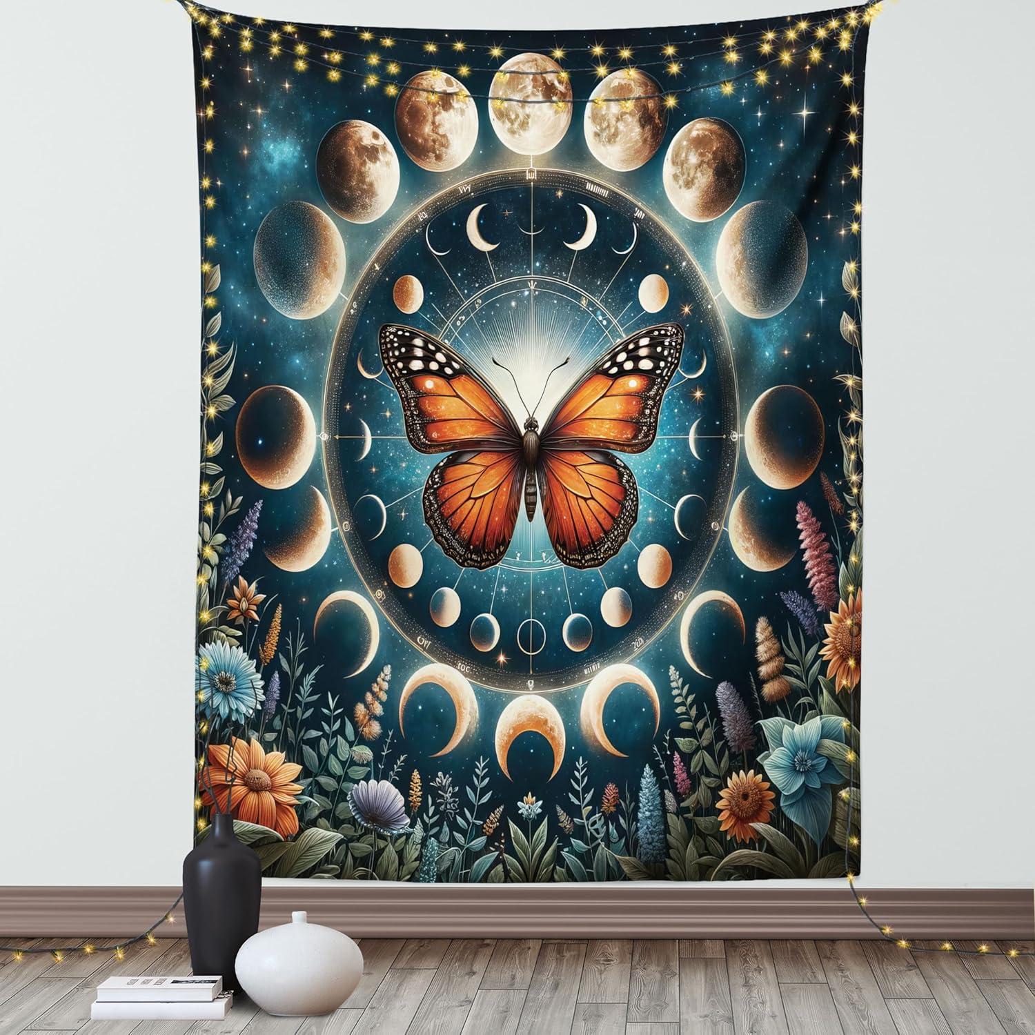imageAmbesonne Rustic Tapestry Close Line of Poppy Petals Field Meadow Summer Holiday Sun Plant Floral Theme Wide Wall Hanging for Bedroom Living Room Dorm 60quot X 40quot Orange BrownOrange Dark Petrol Blue