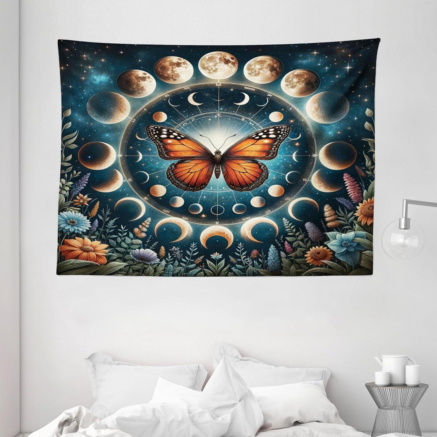 imageAmbesonne Rustic Tapestry Close Line of Poppy Petals Field Meadow Summer Holiday Sun Plant Floral Theme Wide Wall Hanging for Bedroom Living Room Dorm 60quot X 40quot Orange BrownOrange Dark Petrol Blue