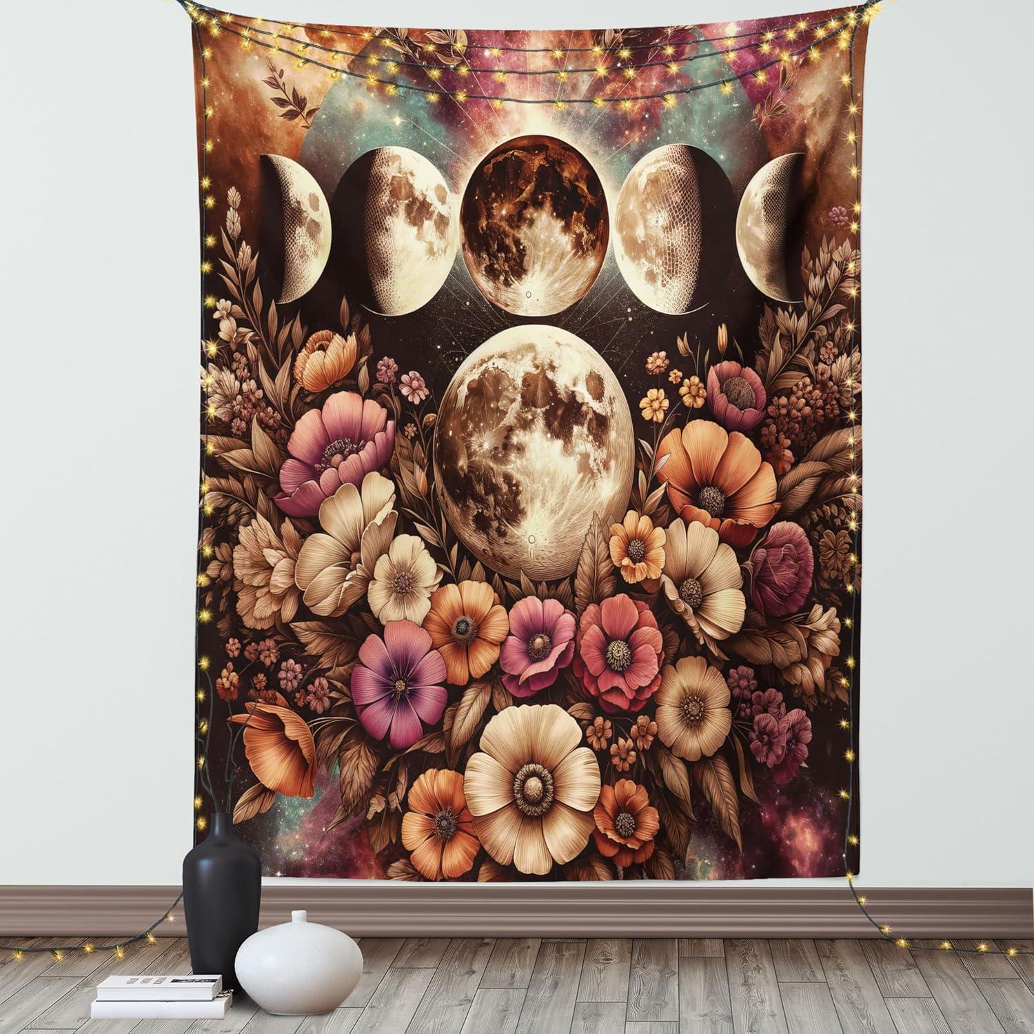 imageAmbesonne Rustic Tapestry Close Line of Poppy Petals Field Meadow Summer Holiday Sun Plant Floral Theme Wide Wall Hanging for Bedroom Living Room Dorm 60quot X 40quot Orange BrownPale Mustard Dried Rose