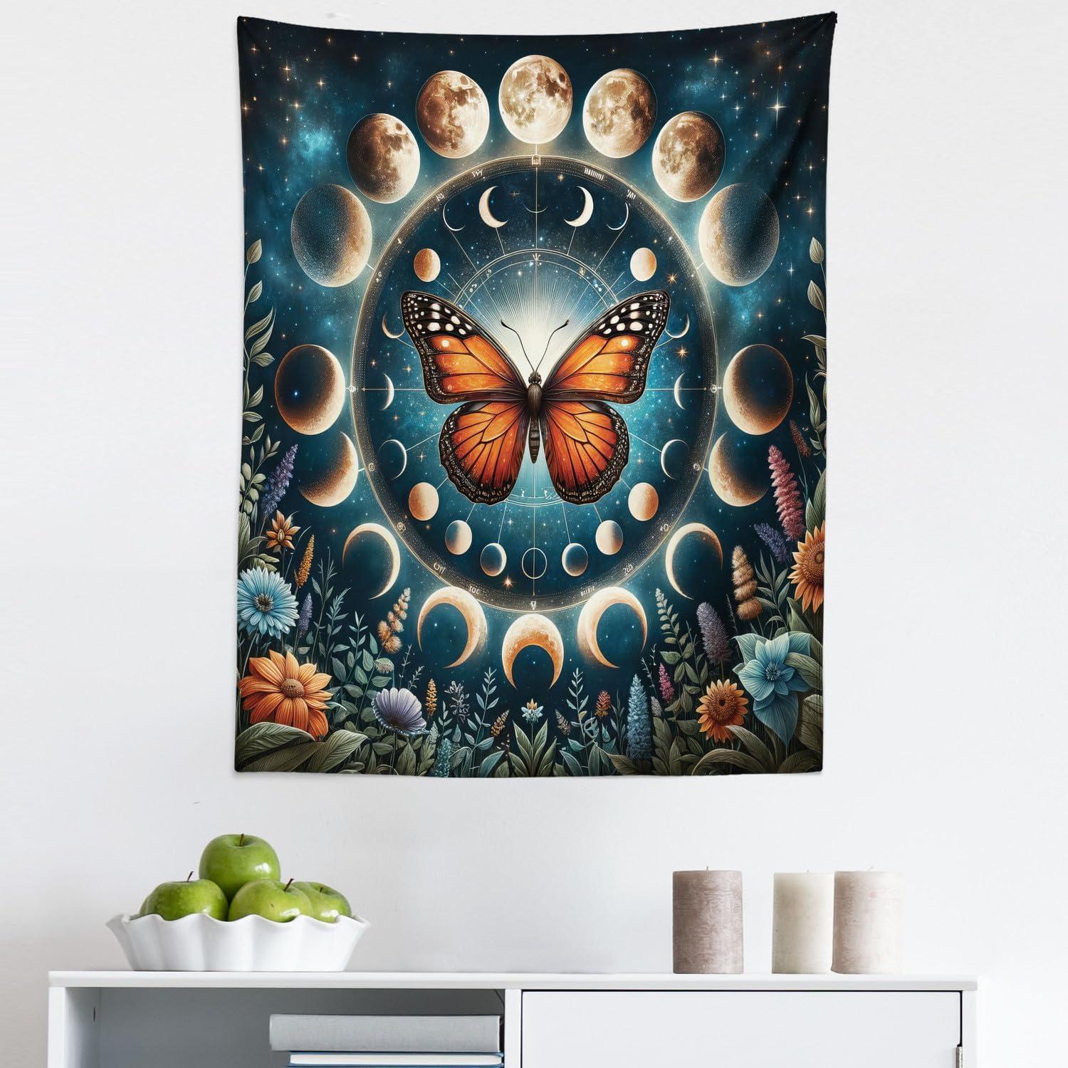 imageAmbesonne Rustic Tapestry Close Line of Poppy Petals Field Meadow Summer Holiday Sun Plant Floral Theme Wide Wall Hanging for Bedroom Living Room Dorm 60quot X 40quot Orange BrownOrange Dark Petrol Blue