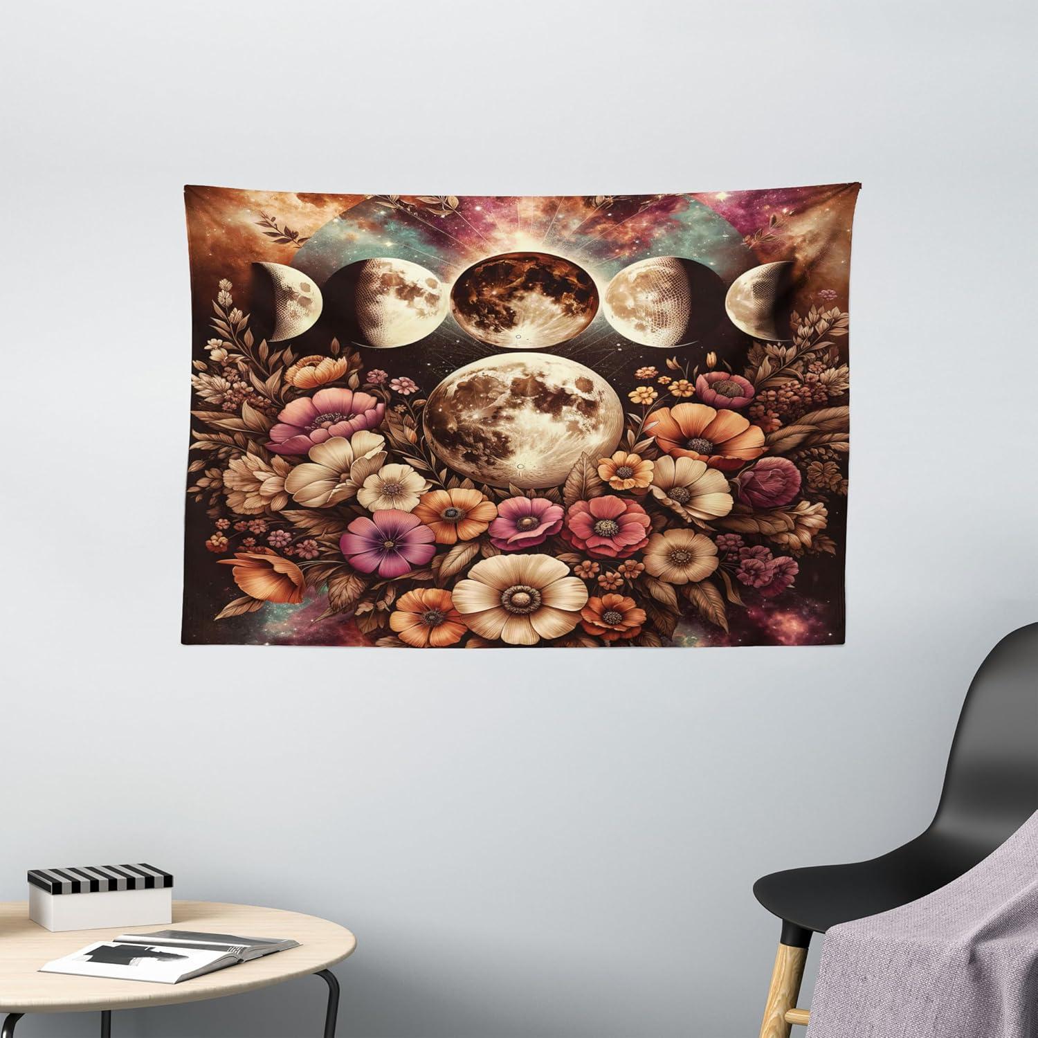 imageAmbesonne Rustic Tapestry Close Line of Poppy Petals Field Meadow Summer Holiday Sun Plant Floral Theme Wide Wall Hanging for Bedroom Living Room Dorm 60quot X 40quot Orange BrownPale Mustard Dried Rose