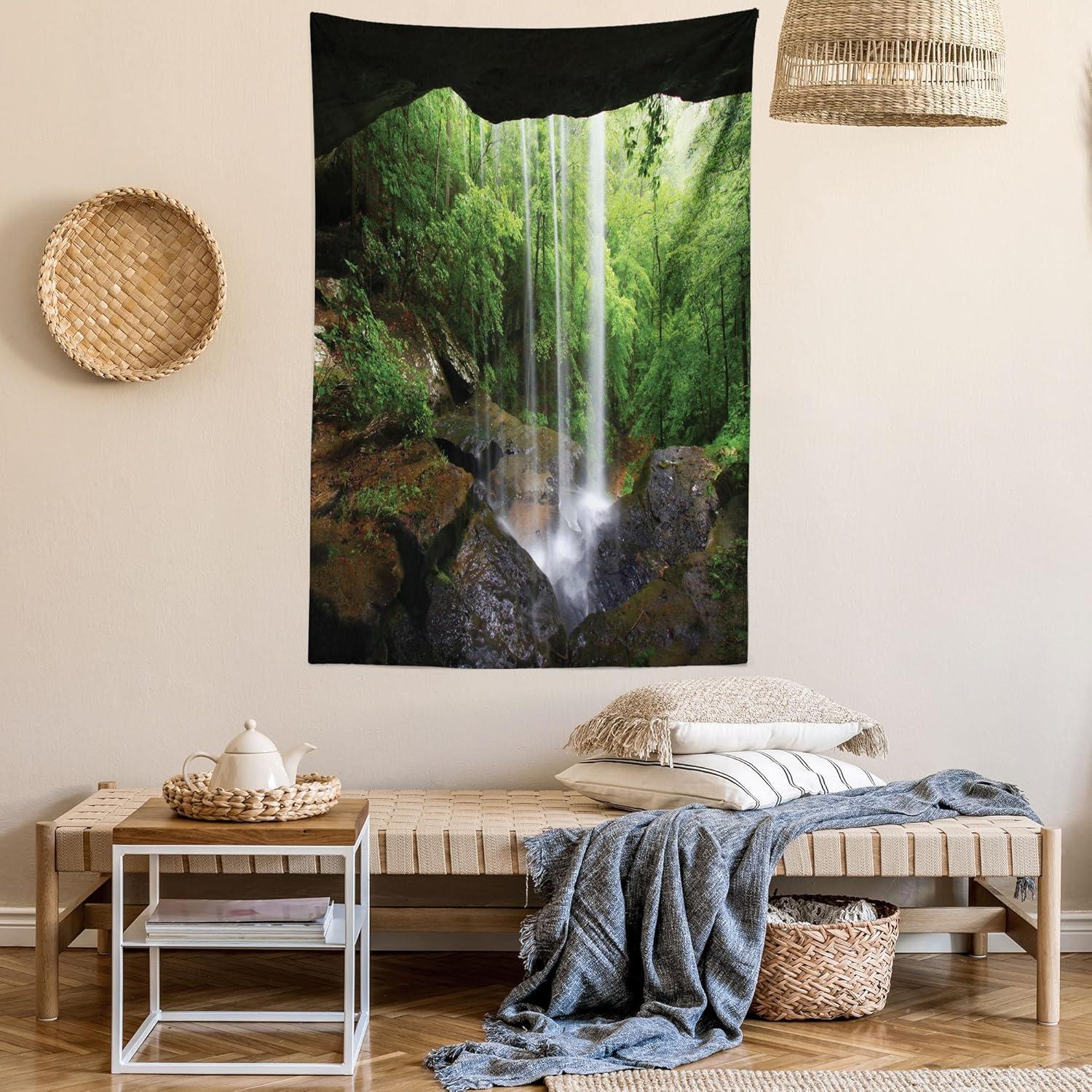 imageAmbesonne Rustic Tapestry Close Line of Poppy Petals Field Meadow Summer Holiday Sun Plant Floral Theme Wide Wall Hanging for Bedroom Living Room Dorm 60quot X 40quot Orange BrownGreen Brown