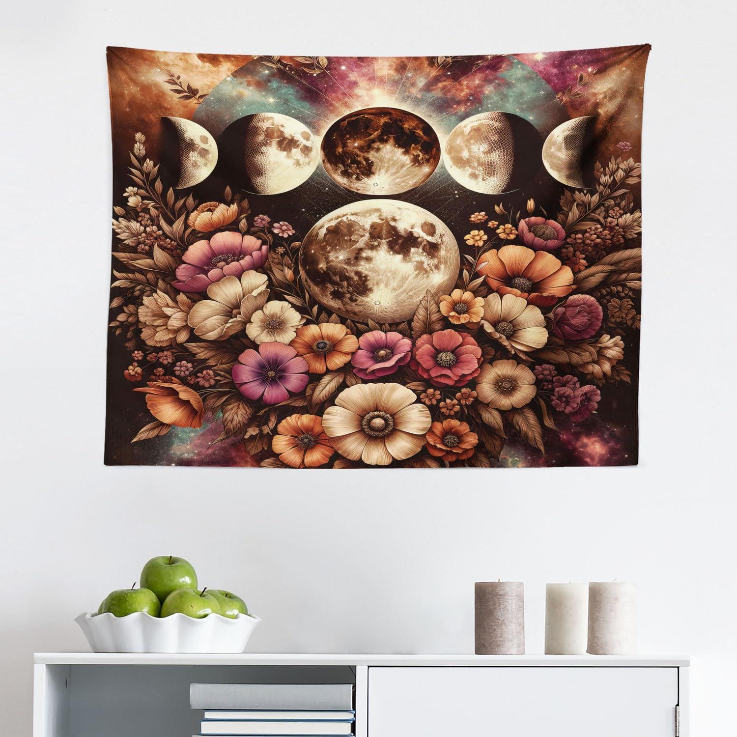 imageAmbesonne Rustic Tapestry Close Line of Poppy Petals Field Meadow Summer Holiday Sun Plant Floral Theme Wide Wall Hanging for Bedroom Living Room Dorm 60quot X 40quot Orange BrownPale Mustard Dried Rose