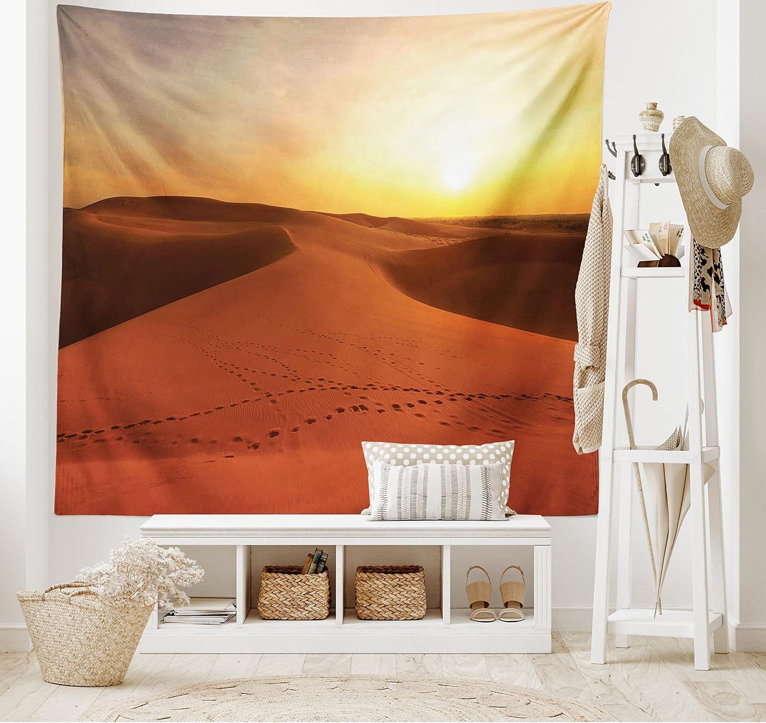 imageAmbesonne Rustic Tapestry Close Line of Poppy Petals Field Meadow Summer Holiday Sun Plant Floral Theme Wide Wall Hanging for Bedroom Living Room Dorm 60quot X 40quot Orange BrownYellow Orange