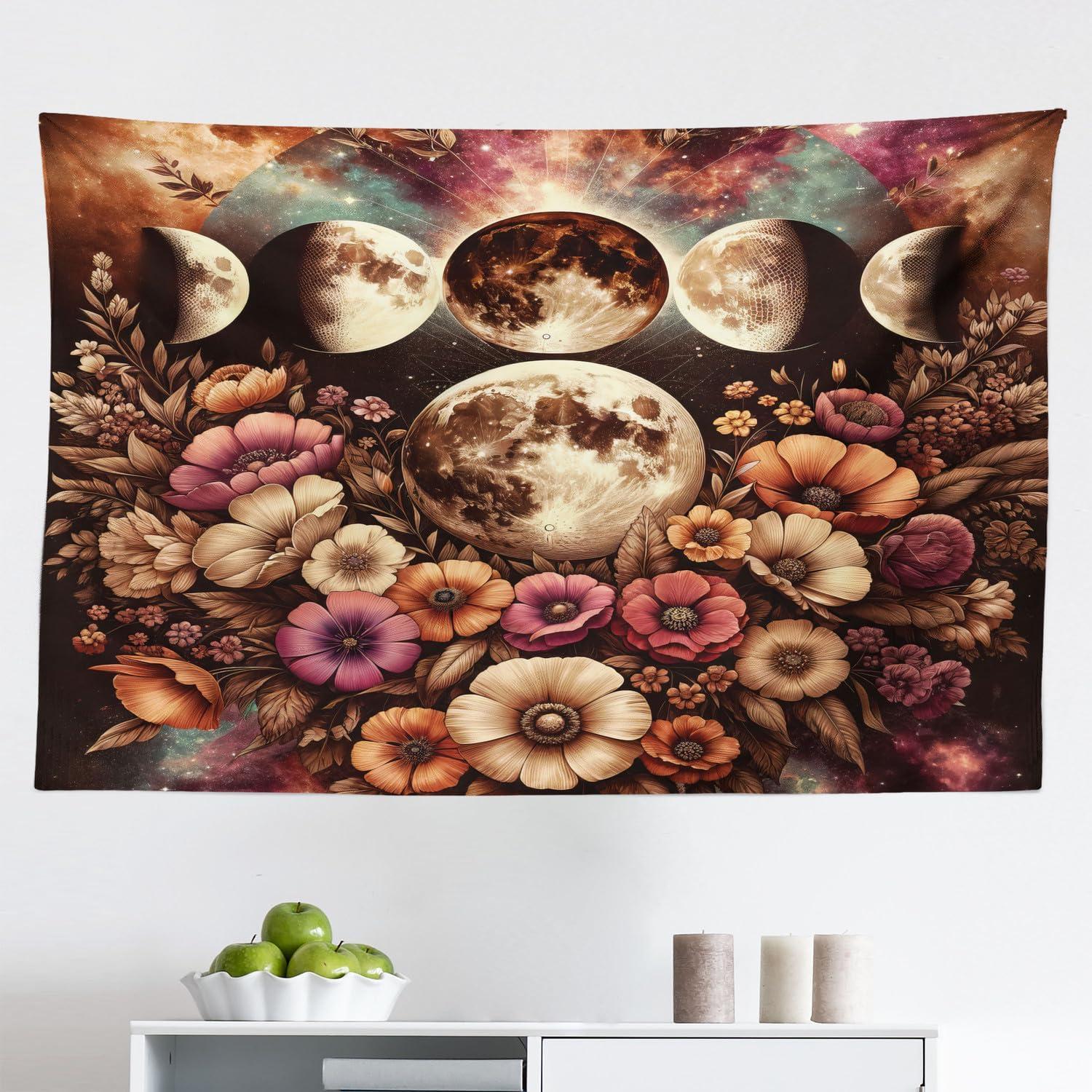 imageAmbesonne Rustic Tapestry Close Line of Poppy Petals Field Meadow Summer Holiday Sun Plant Floral Theme Wide Wall Hanging for Bedroom Living Room Dorm 60quot X 40quot Orange BrownPale Mustard Dried Rose