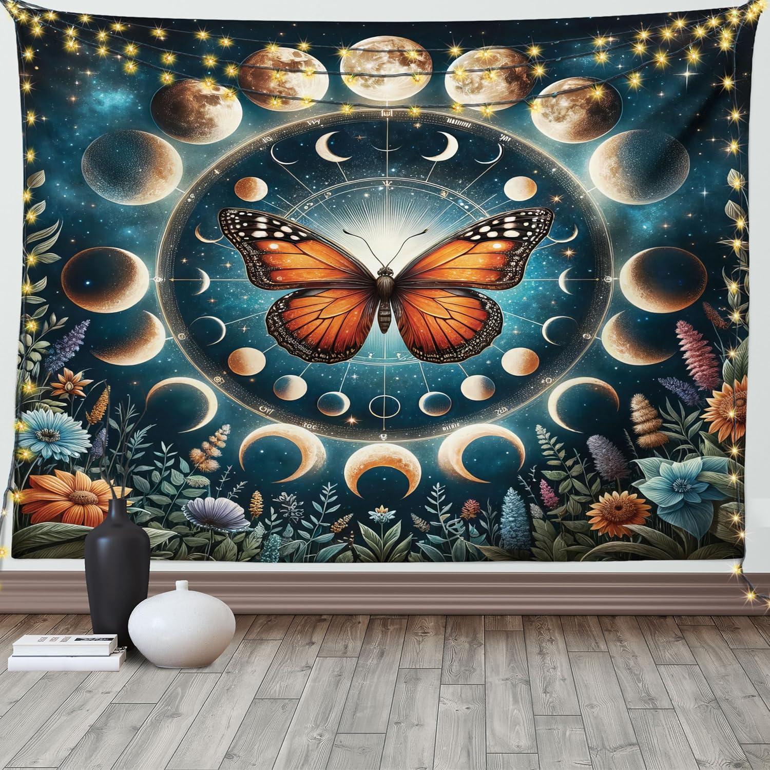 imageAmbesonne Rustic Tapestry Close Line of Poppy Petals Field Meadow Summer Holiday Sun Plant Floral Theme Wide Wall Hanging for Bedroom Living Room Dorm 60quot X 40quot Orange BrownOrange Dark Petrol Blue