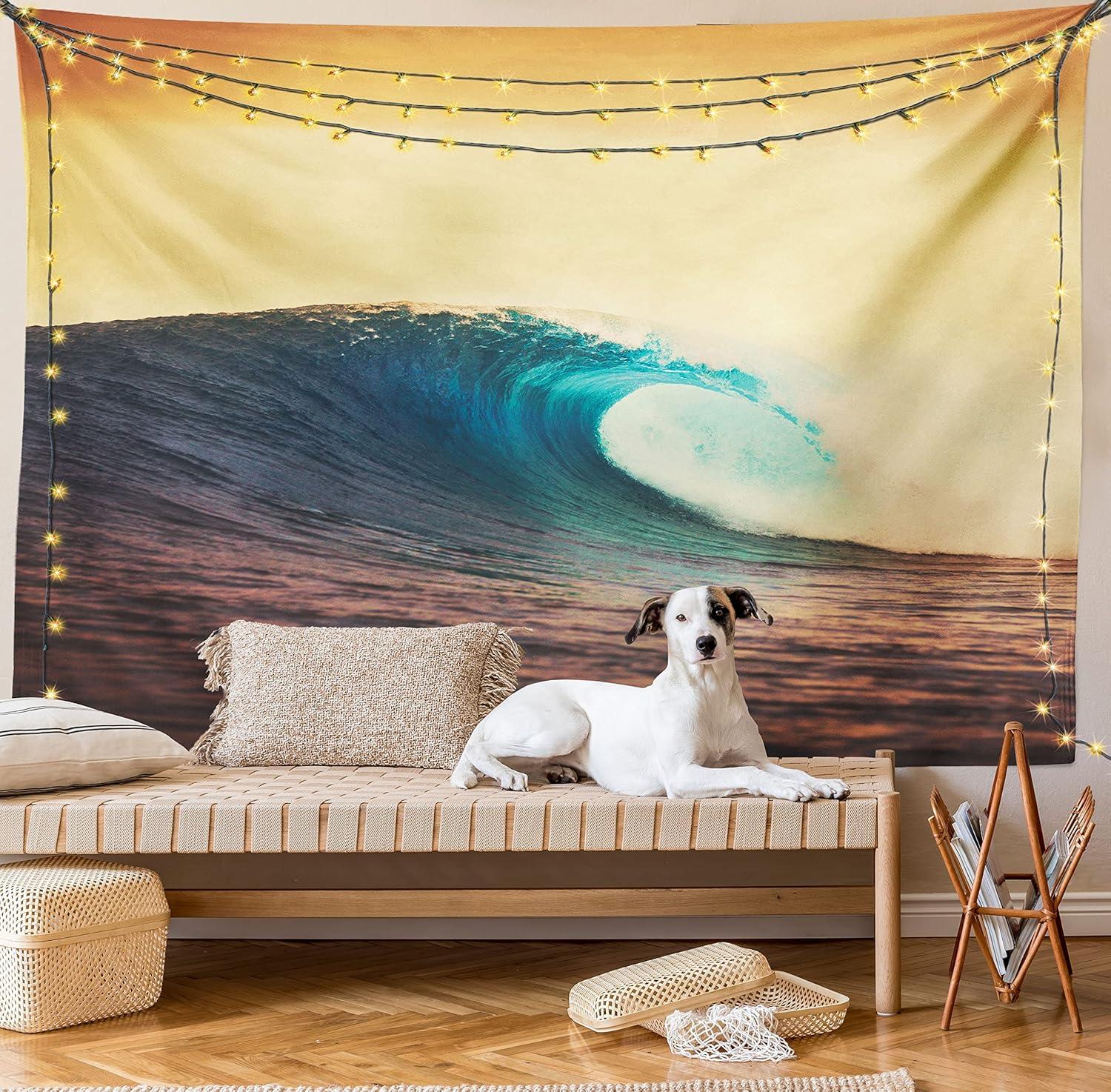 imageAmbesonne Rustic Tapestry Close Line of Poppy Petals Field Meadow Summer Holiday Sun Plant Floral Theme Wide Wall Hanging for Bedroom Living Room Dorm 60quot X 40quot Orange BrownTurquoise Yellow Brown