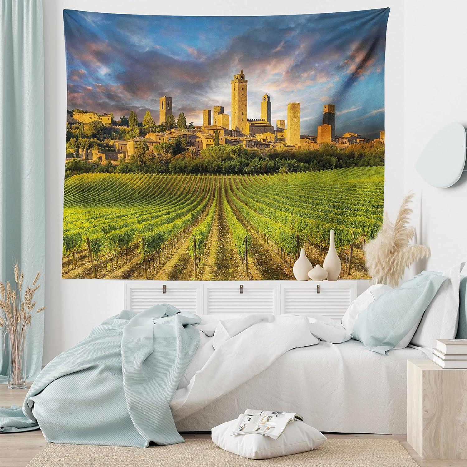 imageAmbesonne Rustic Tapestry Close Line of Poppy Petals Field Meadow Summer Holiday Sun Plant Floral Theme Wide Wall Hanging for Bedroom Living Room Dorm 60quot X 40quot Orange BrownApricot Green