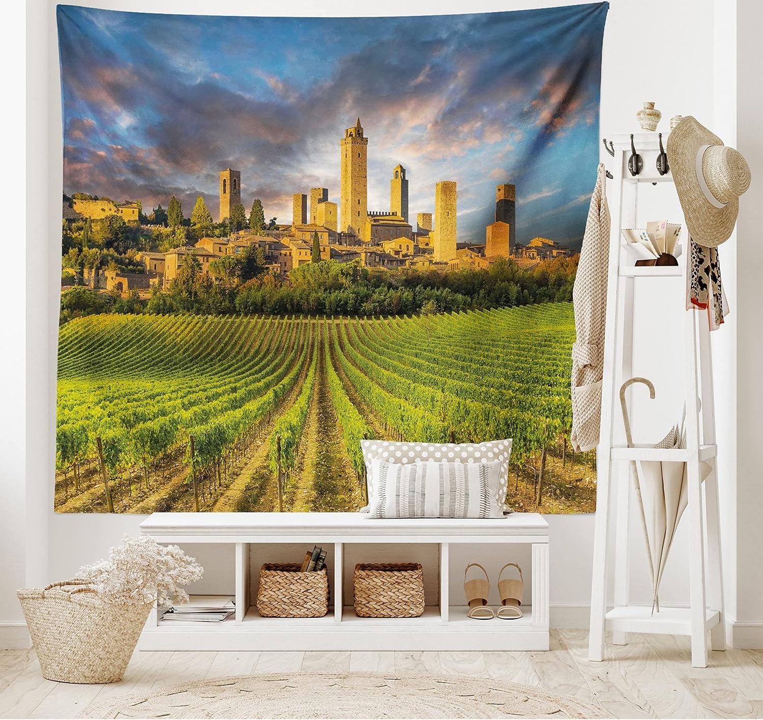 imageAmbesonne Rustic Tapestry Close Line of Poppy Petals Field Meadow Summer Holiday Sun Plant Floral Theme Wide Wall Hanging for Bedroom Living Room Dorm 60quot X 40quot Orange BrownGreen Apricot Blue