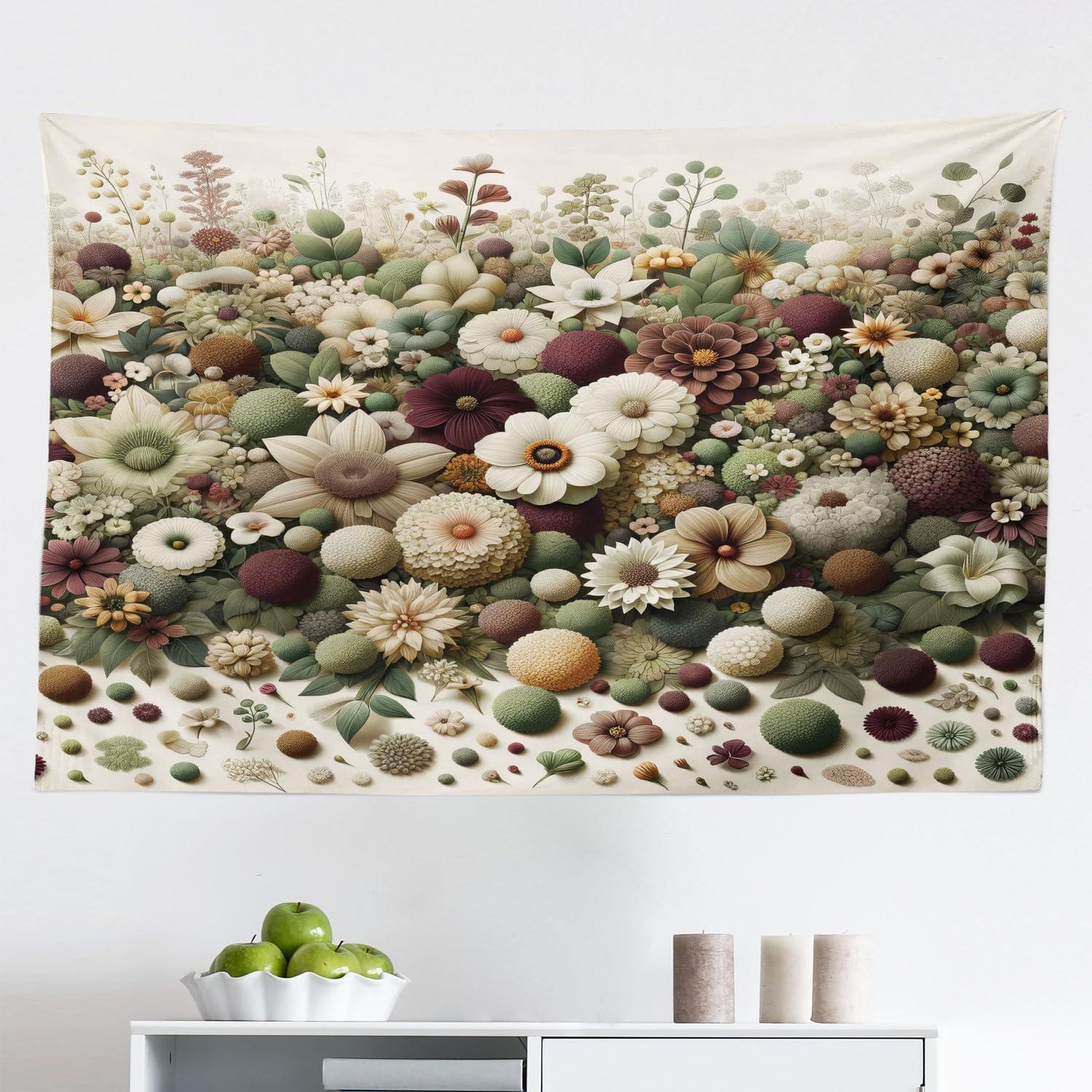imageAmbesonne Rustic Tapestry Close Line of Poppy Petals Field Meadow Summer Holiday Sun Plant Floral Theme Wide Wall Hanging for Bedroom Living Room Dorm 60quot X 40quot Orange BrownPale Green Dried Rose