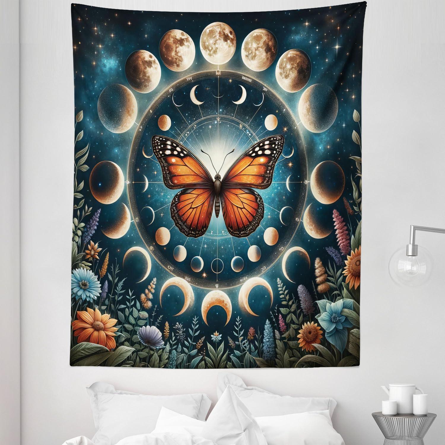 imageAmbesonne Rustic Tapestry Close Line of Poppy Petals Field Meadow Summer Holiday Sun Plant Floral Theme Wide Wall Hanging for Bedroom Living Room Dorm 60quot X 40quot Orange BrownOrange Dark Petrol Blue