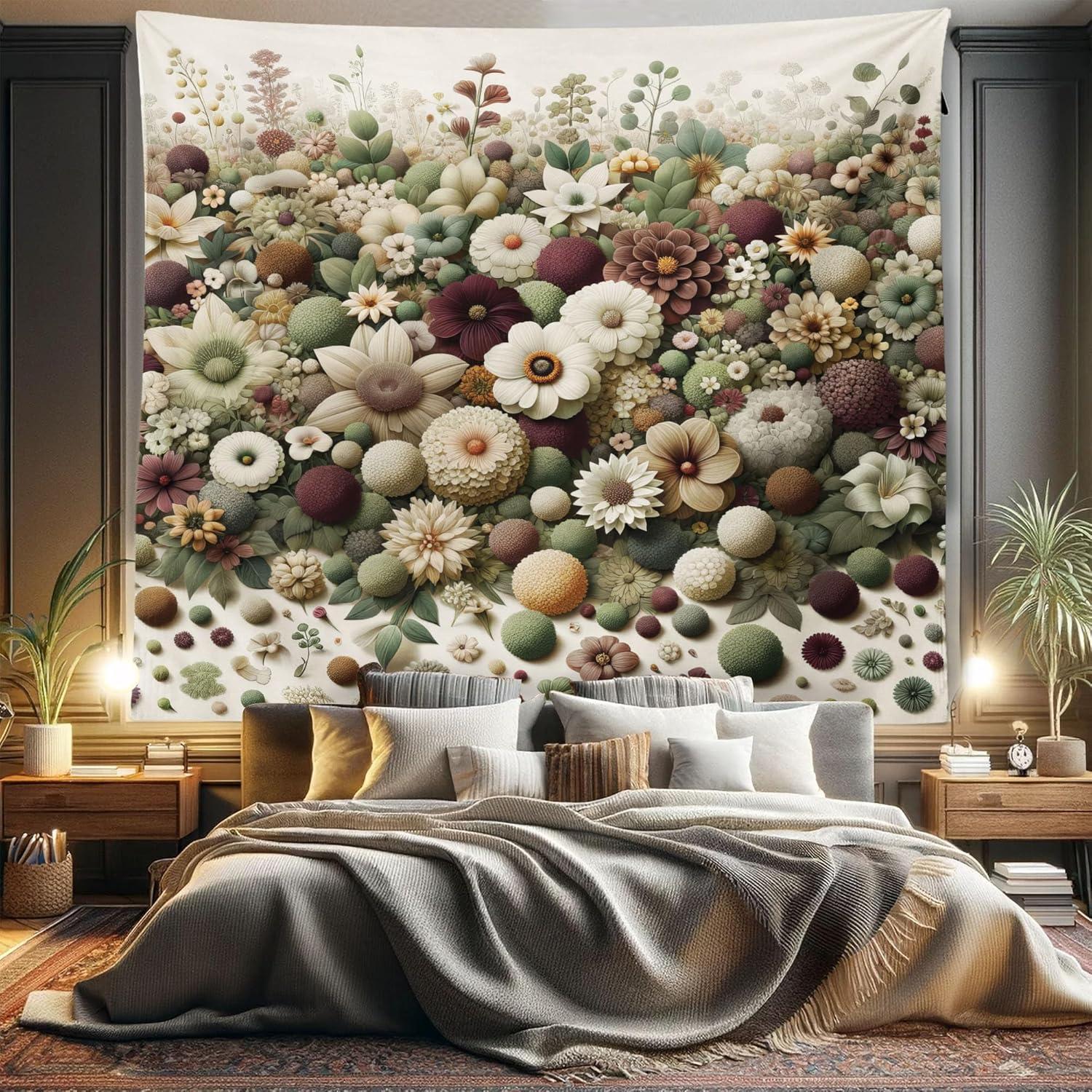 imageAmbesonne Rustic Tapestry Close Line of Poppy Petals Field Meadow Summer Holiday Sun Plant Floral Theme Wide Wall Hanging for Bedroom Living Room Dorm 60quot X 40quot Orange BrownPale Green Dried Rose