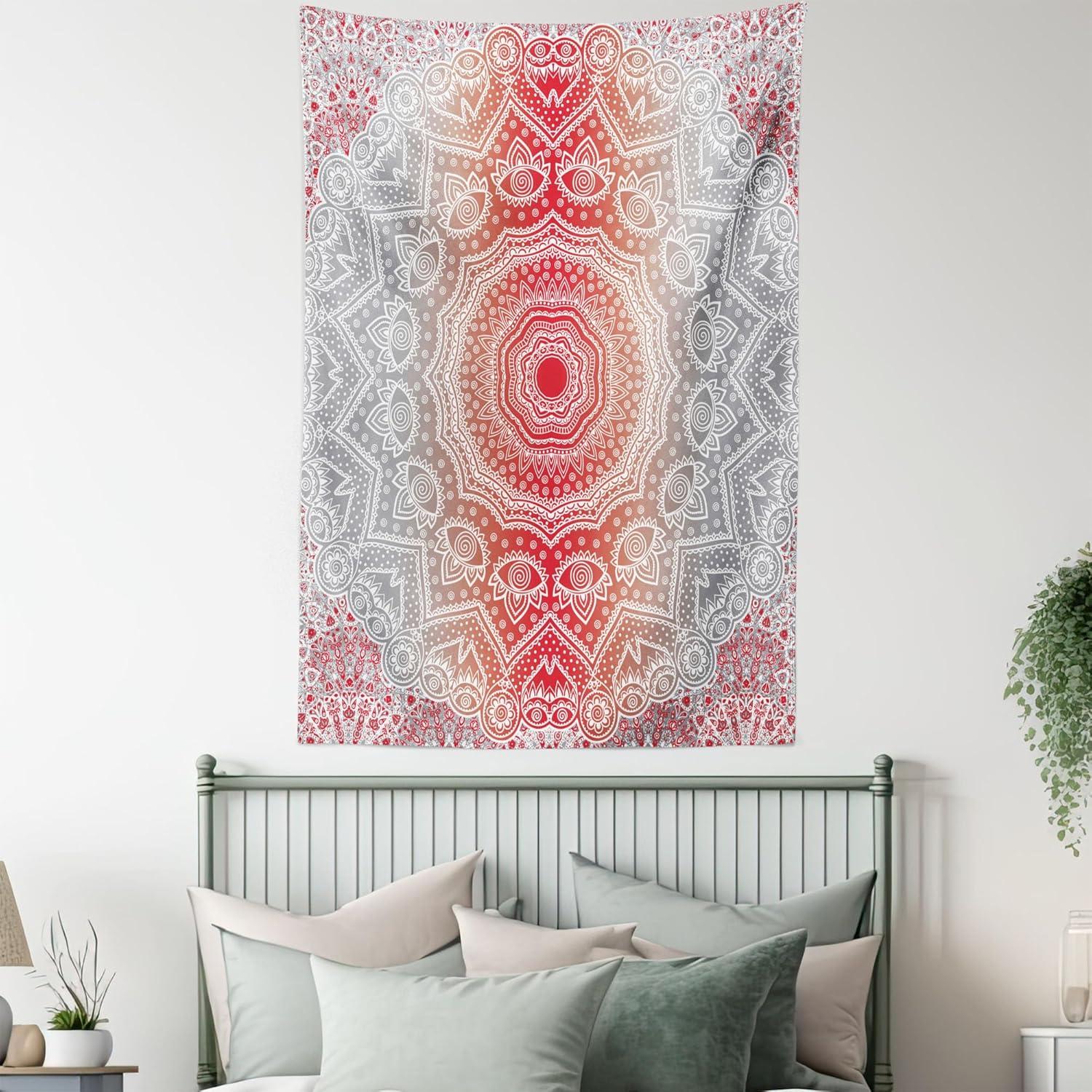 imageAmbesonne Rustic Tapestry Close Line of Poppy Petals Field Meadow Summer Holiday Sun Plant Floral Theme Wide Wall Hanging for Bedroom Living Room Dorm 60quot X 40quot Orange BrownGrey Red