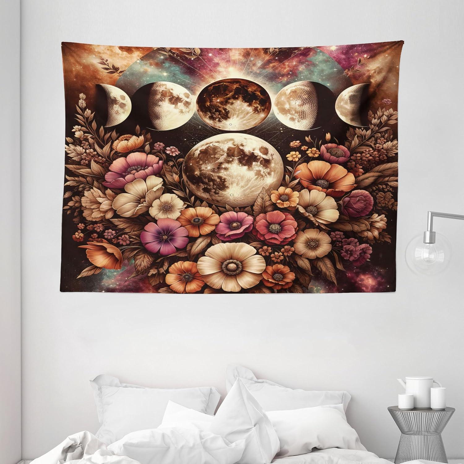 imageAmbesonne Rustic Tapestry Close Line of Poppy Petals Field Meadow Summer Holiday Sun Plant Floral Theme Wide Wall Hanging for Bedroom Living Room Dorm 60quot X 40quot Orange BrownPale Mustard Dried Rose