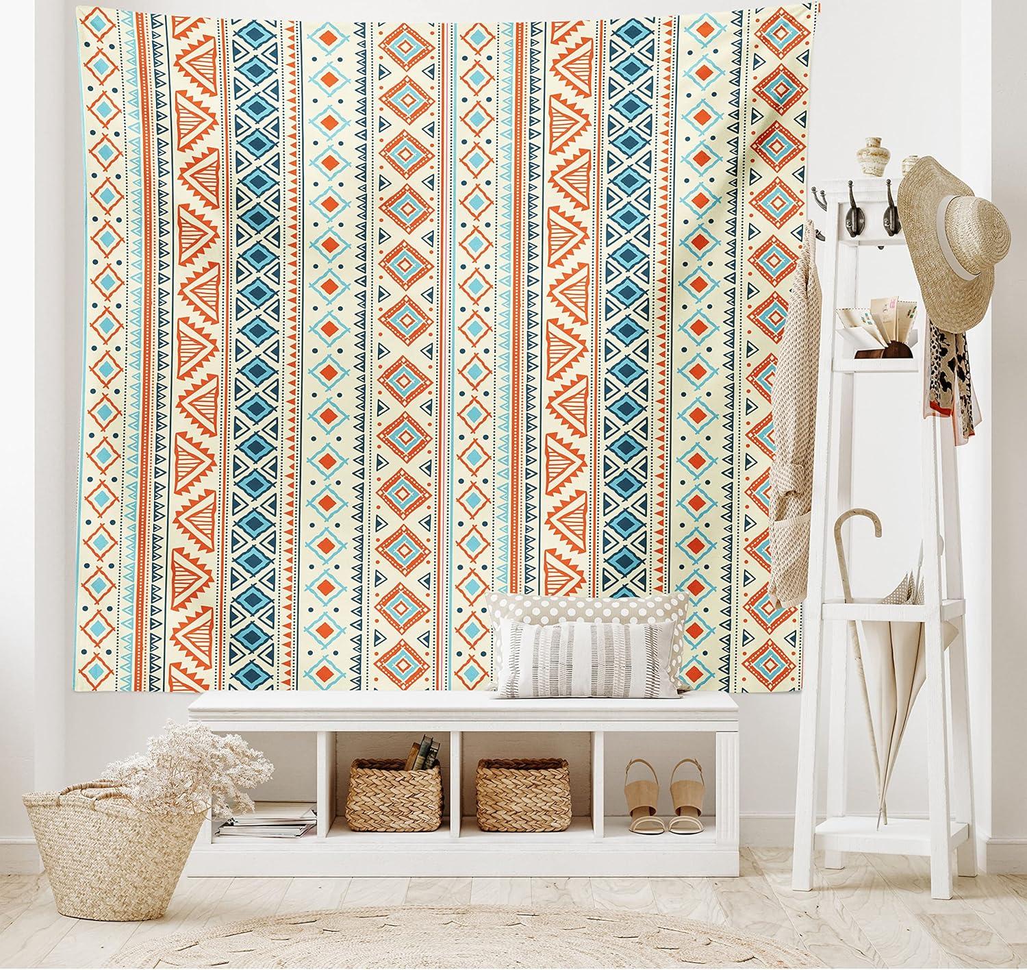 imageAmbesonne Rustic Tapestry Close Line of Poppy Petals Field Meadow Summer Holiday Sun Plant Floral Theme Wide Wall Hanging for Bedroom Living Room Dorm 60quot X 40quot Orange BrownOrange Blue