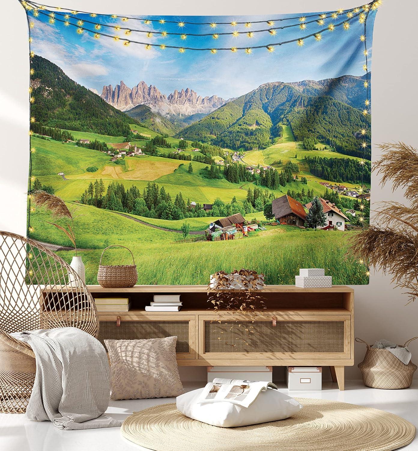 imageAmbesonne Rustic Tapestry Close Line of Poppy Petals Field Meadow Summer Holiday Sun Plant Floral Theme Wide Wall Hanging for Bedroom Living Room Dorm 60quot X 40quot Orange BrownGreen Blue